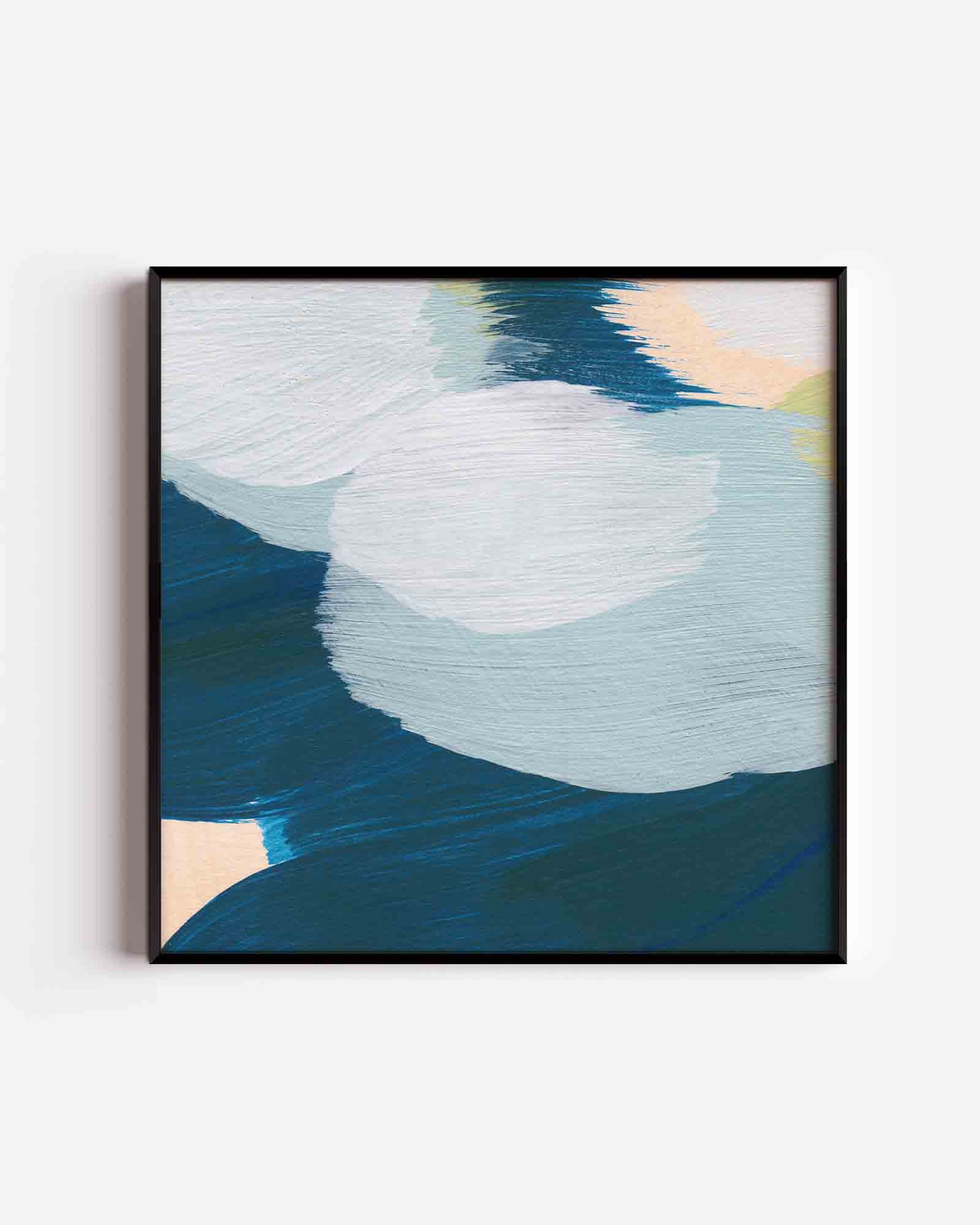 Abstracte blauwe en witte vormen Poster