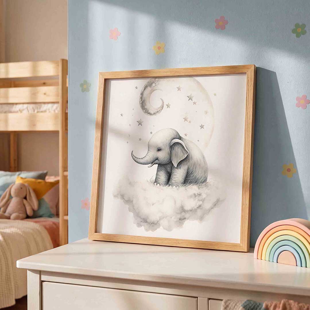 Olifant op wolk Poster