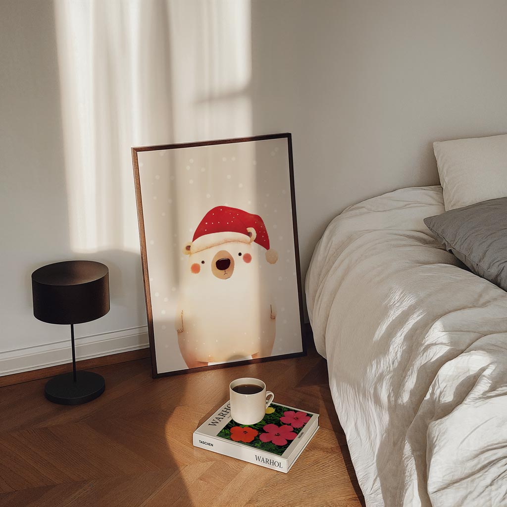 Schattige Kerstbeer Poster-WallArtistic