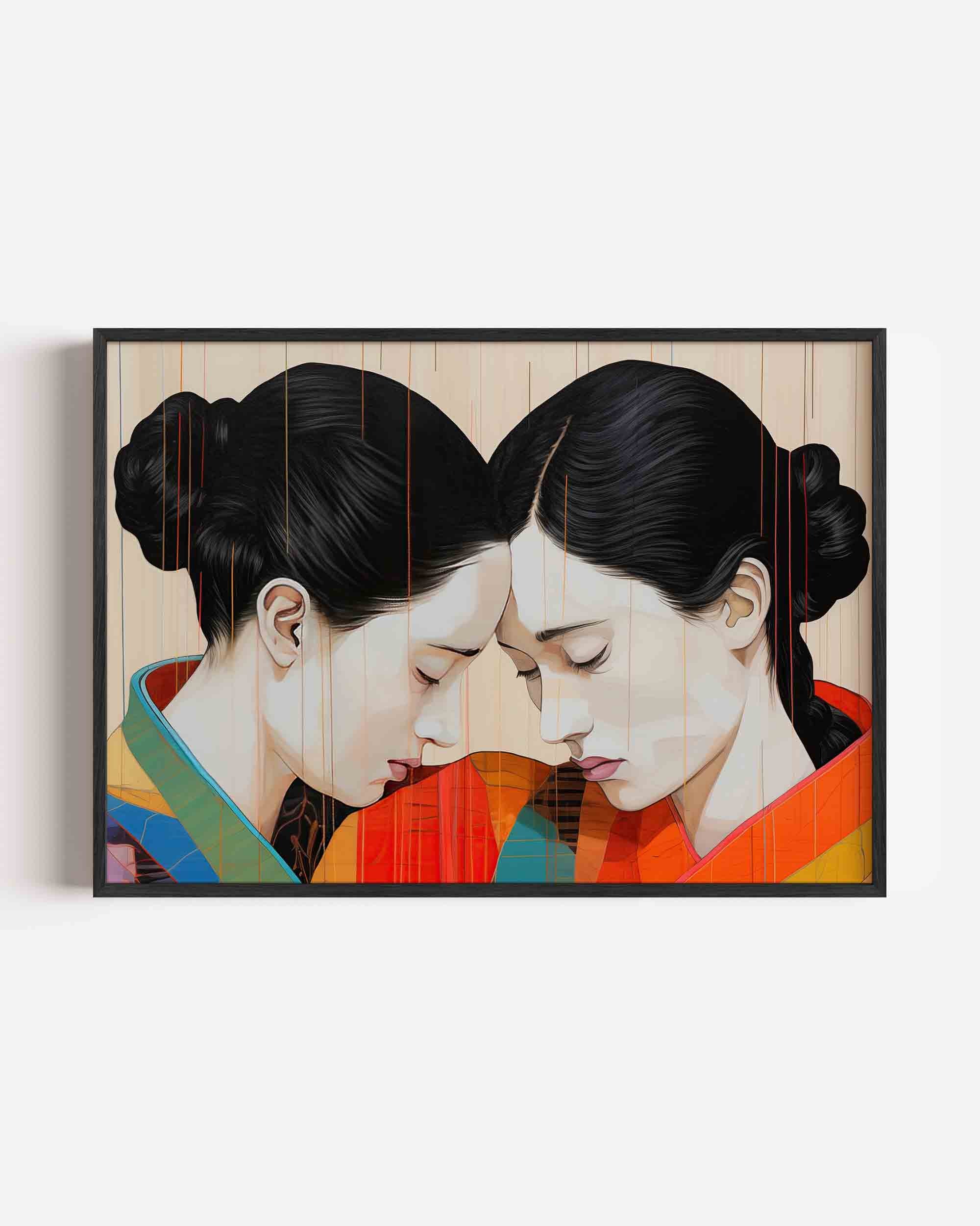 Twee figuren met gesloten ogen Poster