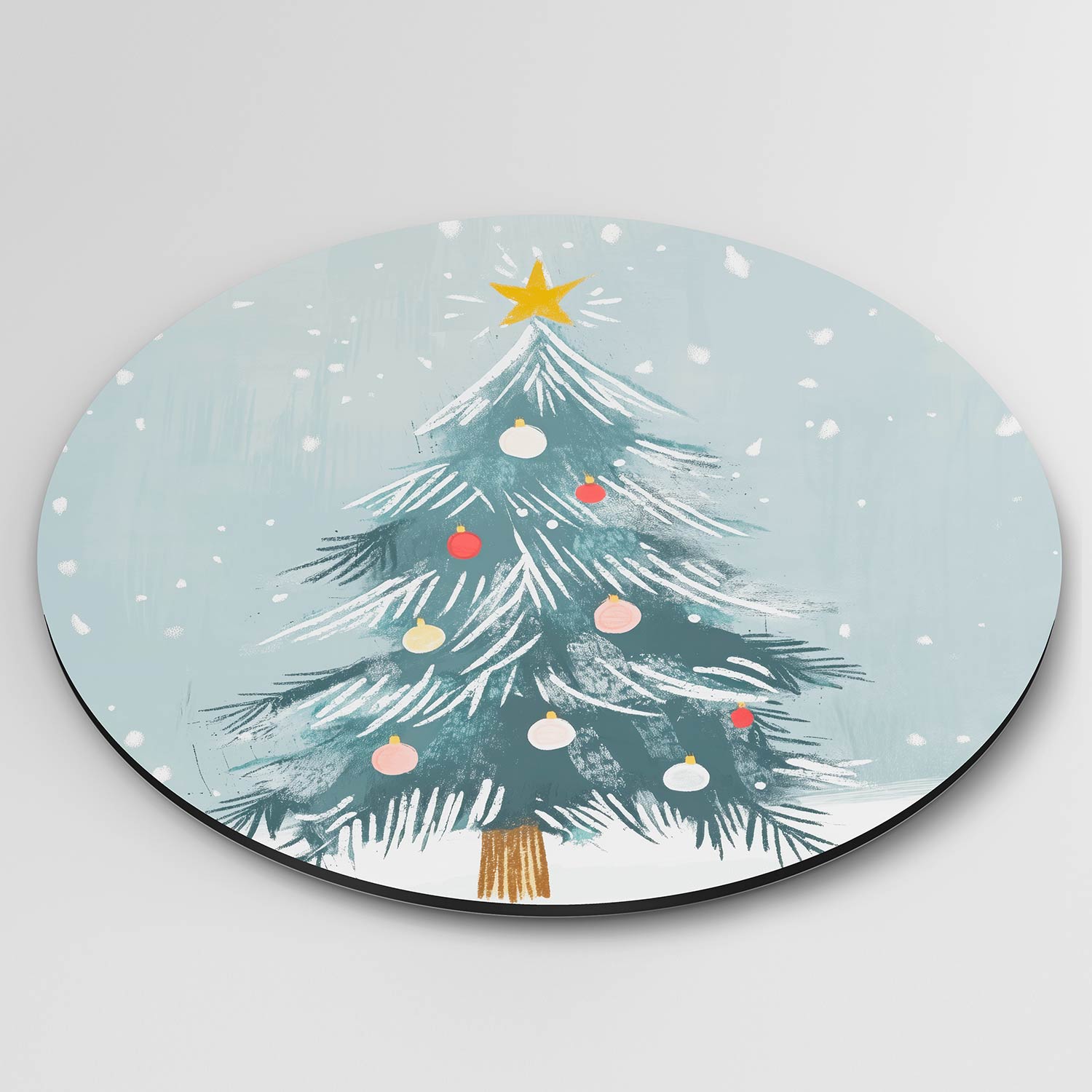 Kerstboom met sneeuw Muurcirkel