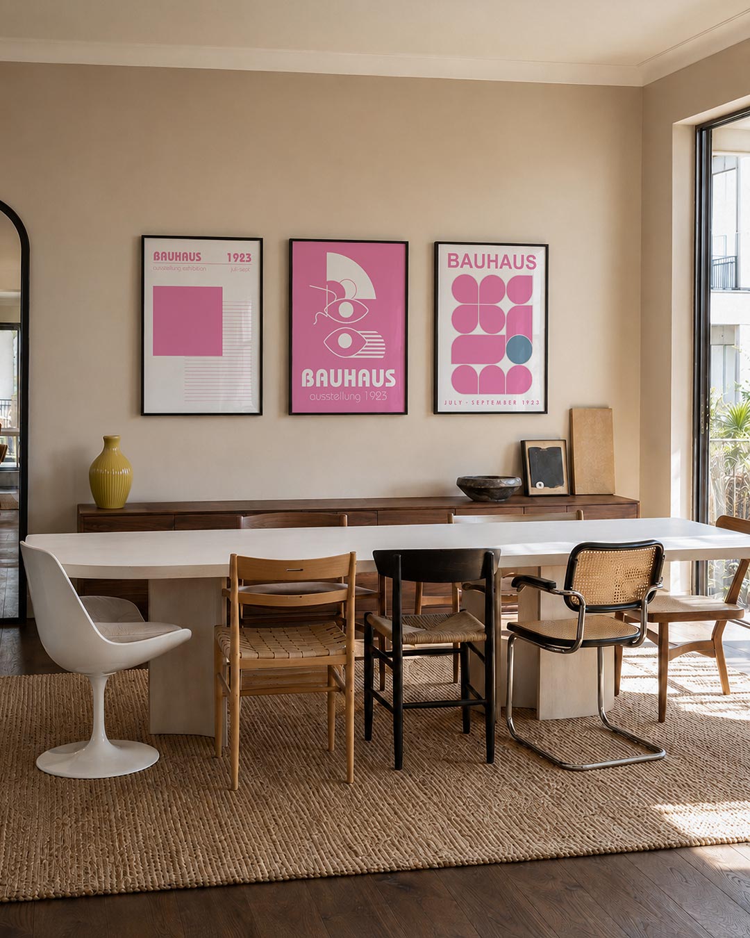 Roze lijnenspel Posterset