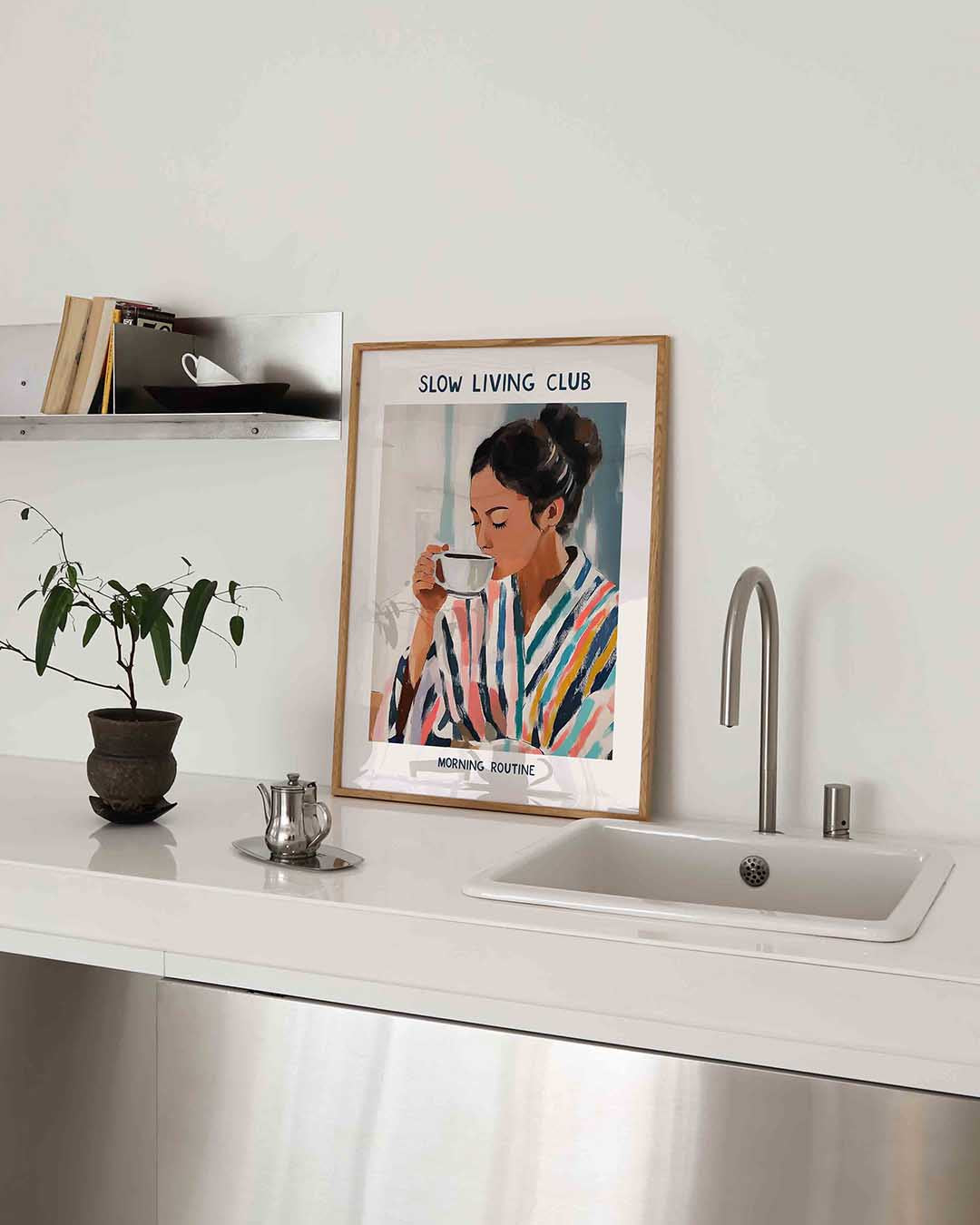 Vrouw met kopje Poster