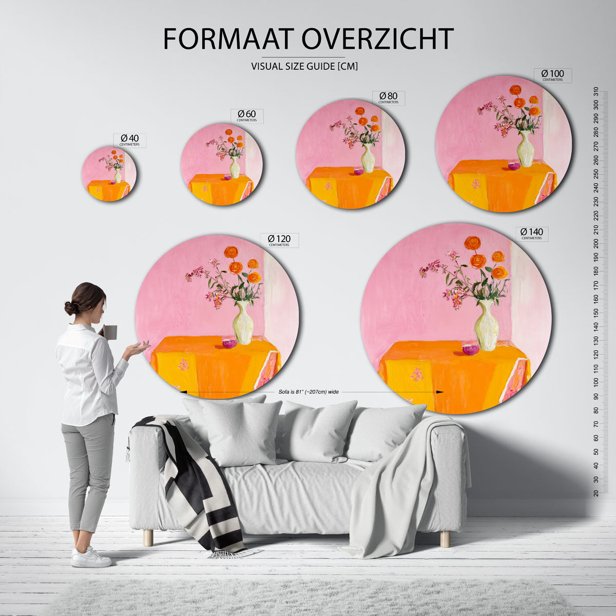 Bloemen in vaas Muurcirkel