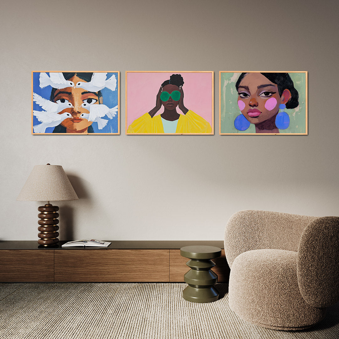 Vogels en gezicht Posterset