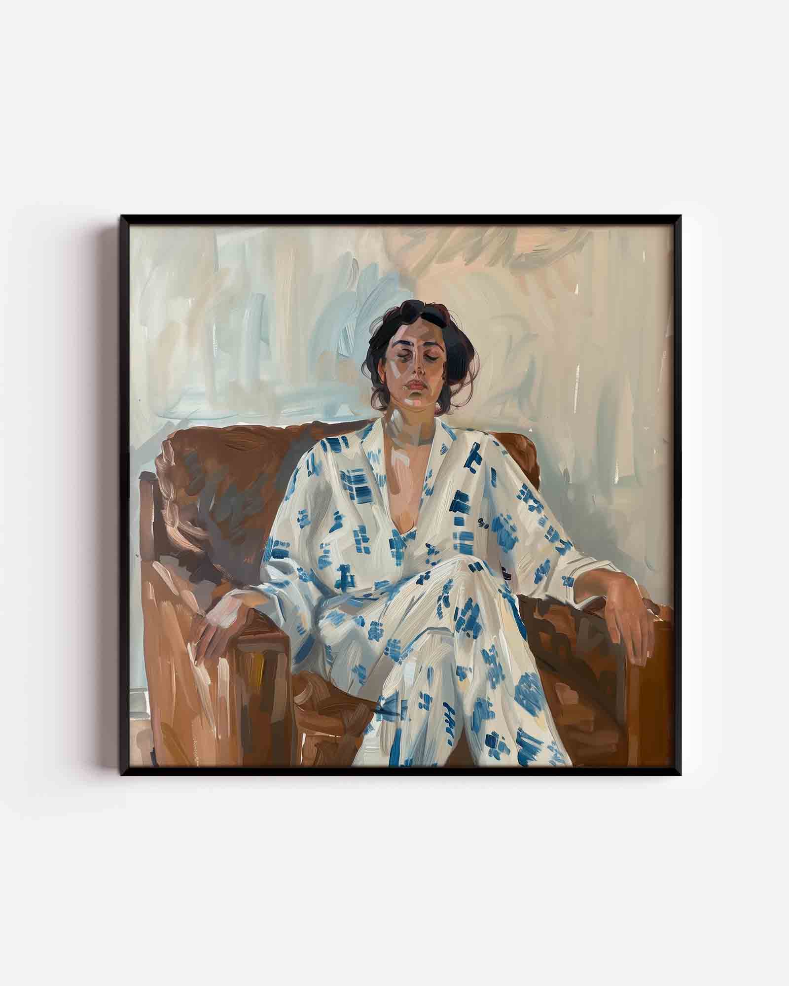 Vrouw in stoel Poster