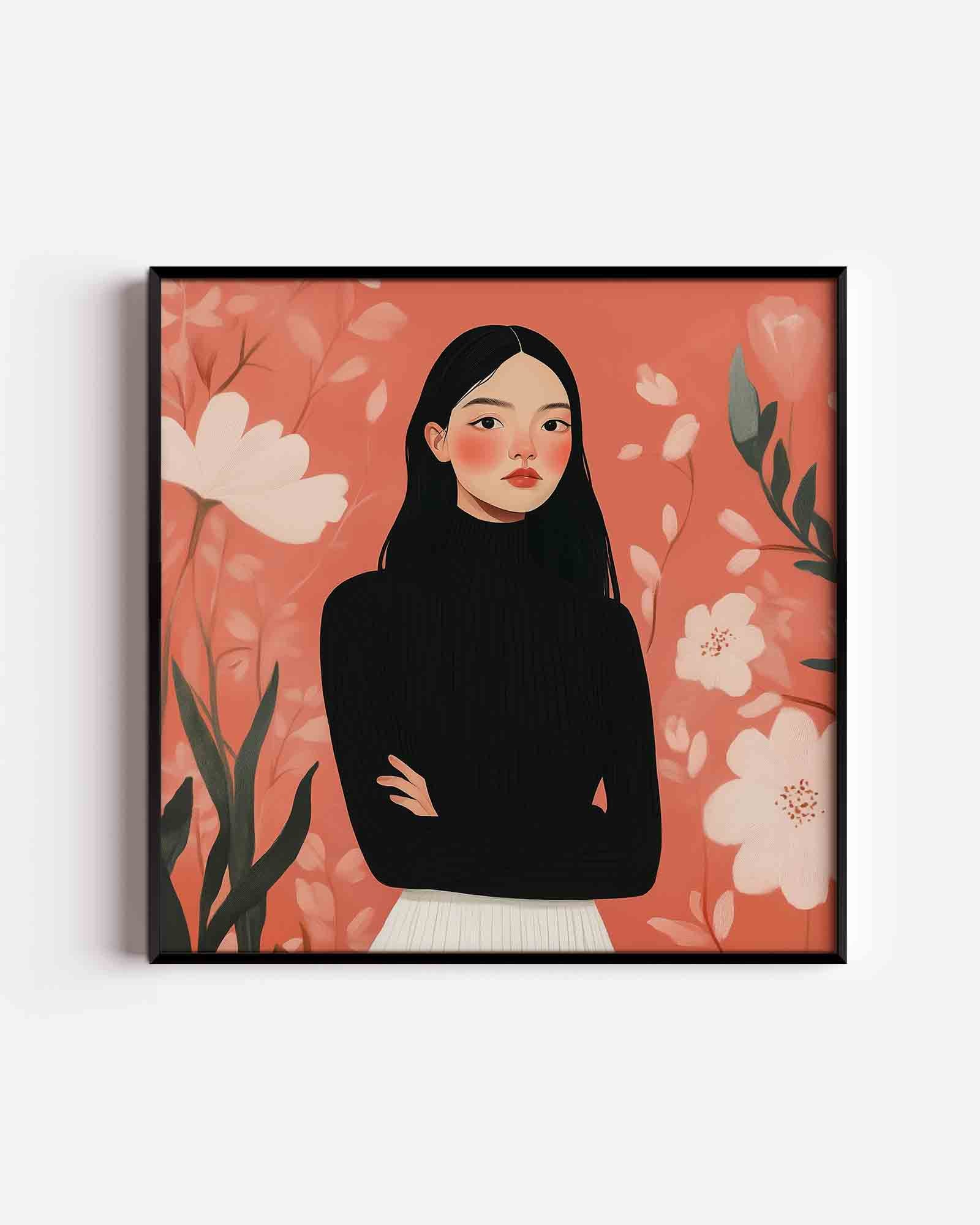 Vrouw met bloemen Poster