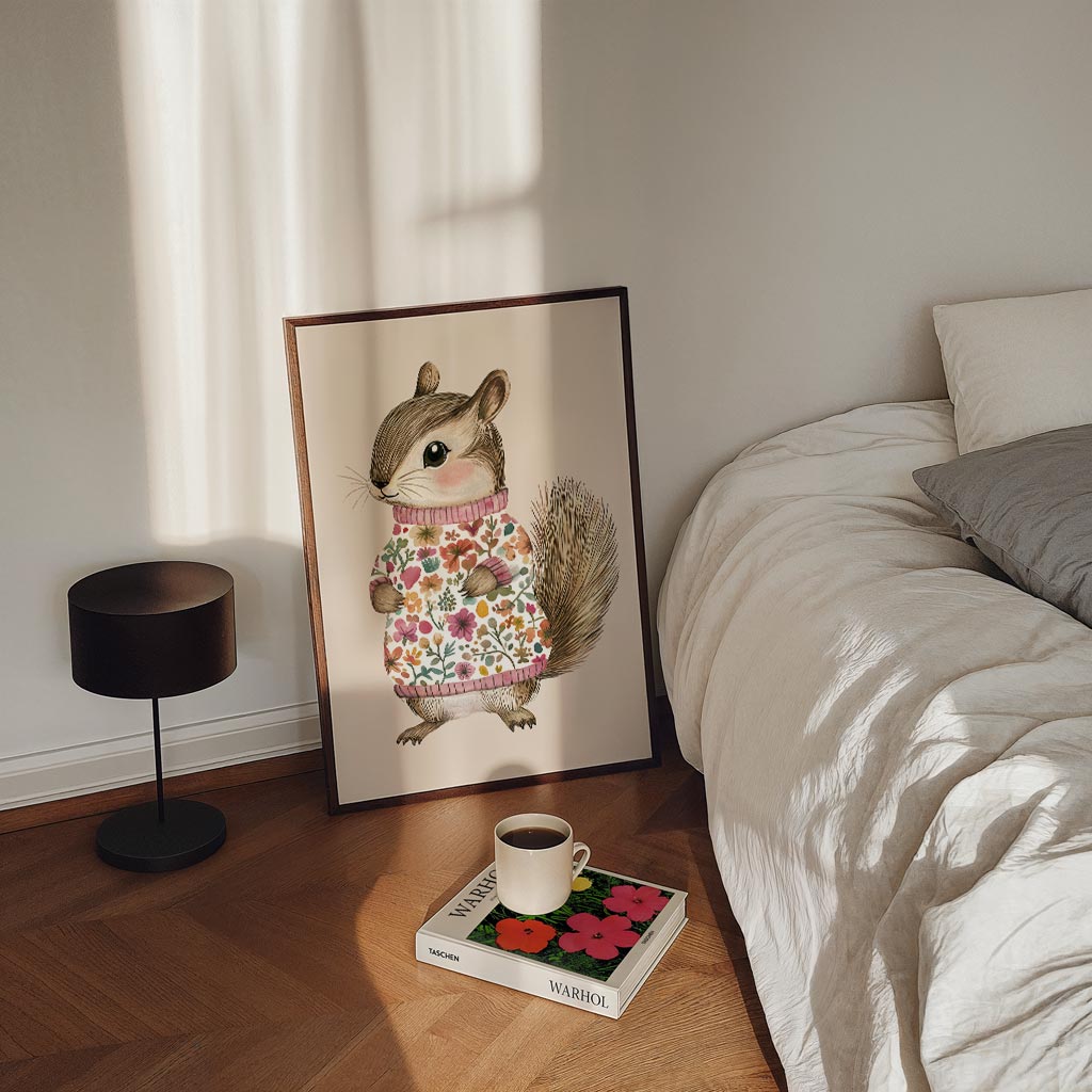 Schattige Chipmunk in Bloementrui Poster-WallArtistic
