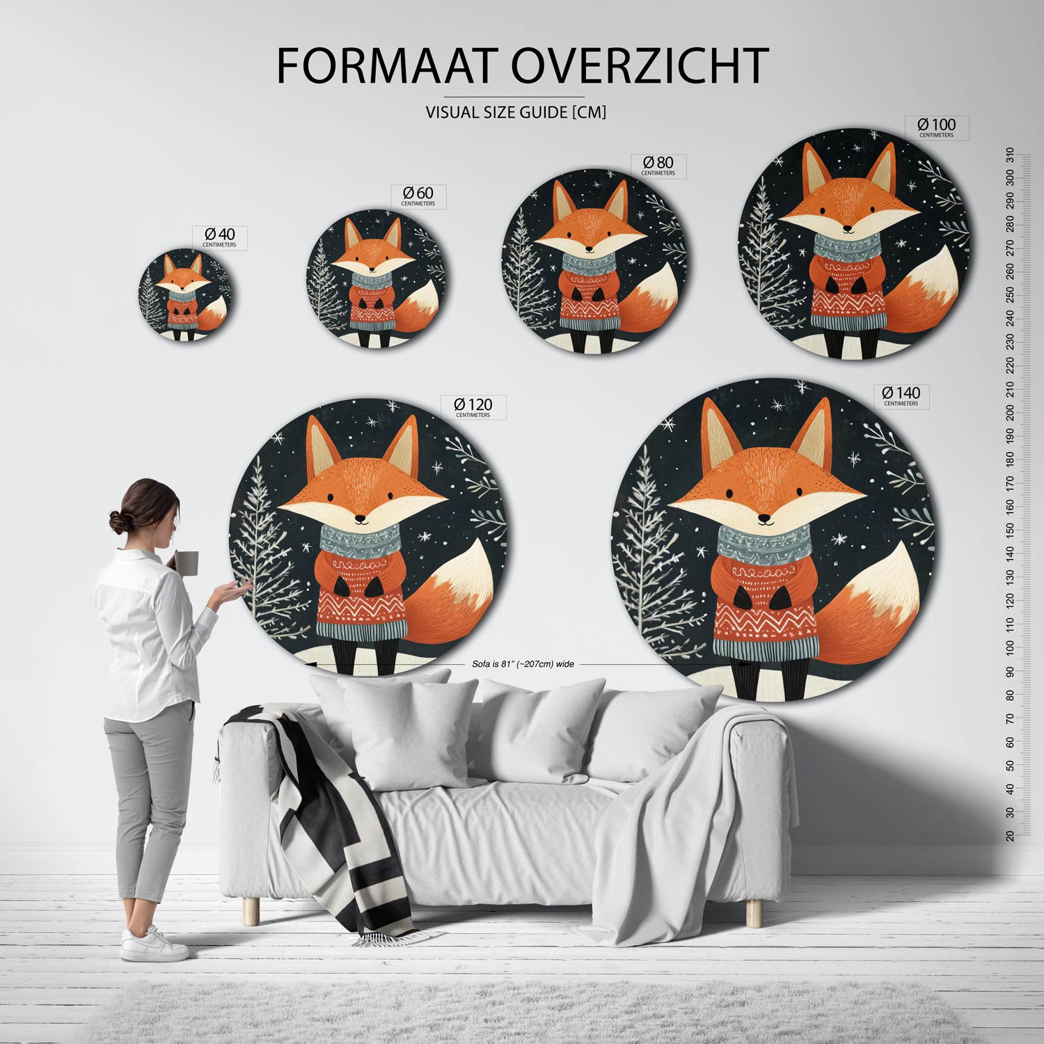 Vos met wintertrui Muurcirkel