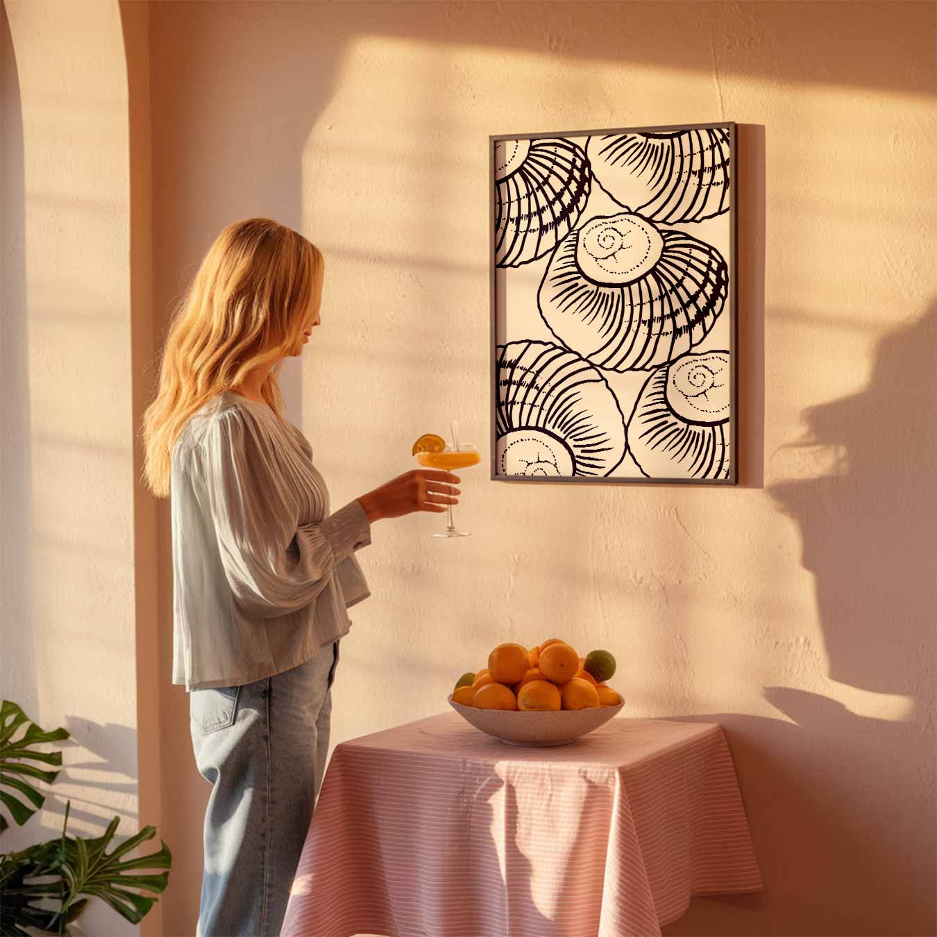 Strandhuis Stijl Schelpenposter-WallArtistic