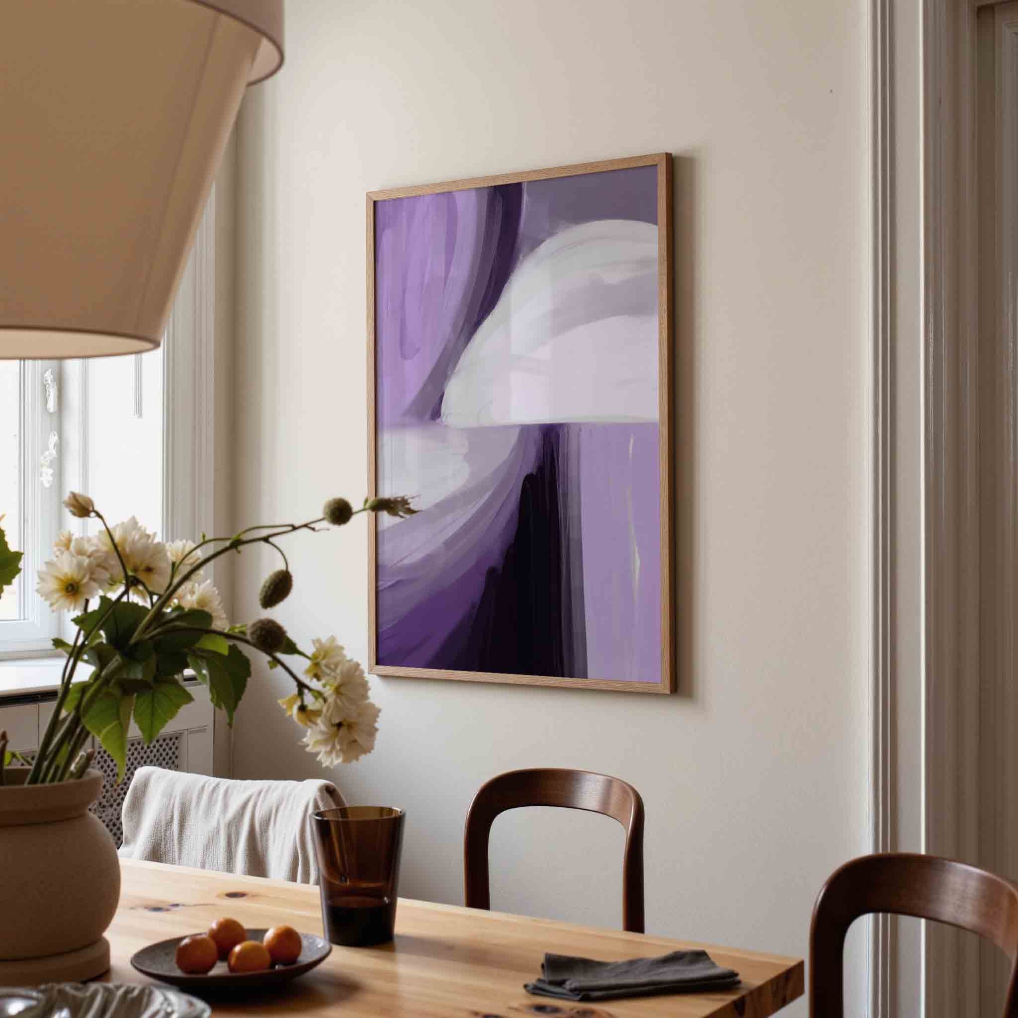 Paarse en witte abstracte Poster