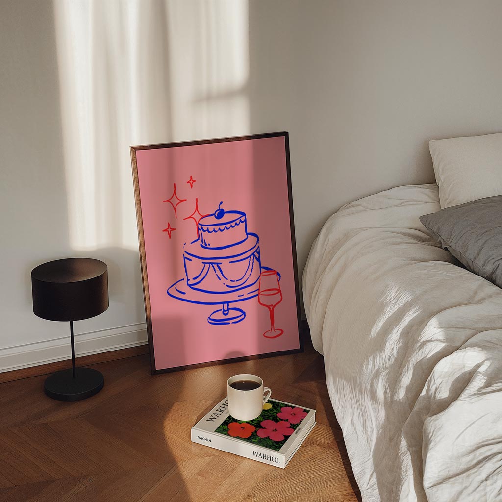 Feestelijke Taart en Wijn Poster-WallArtistic