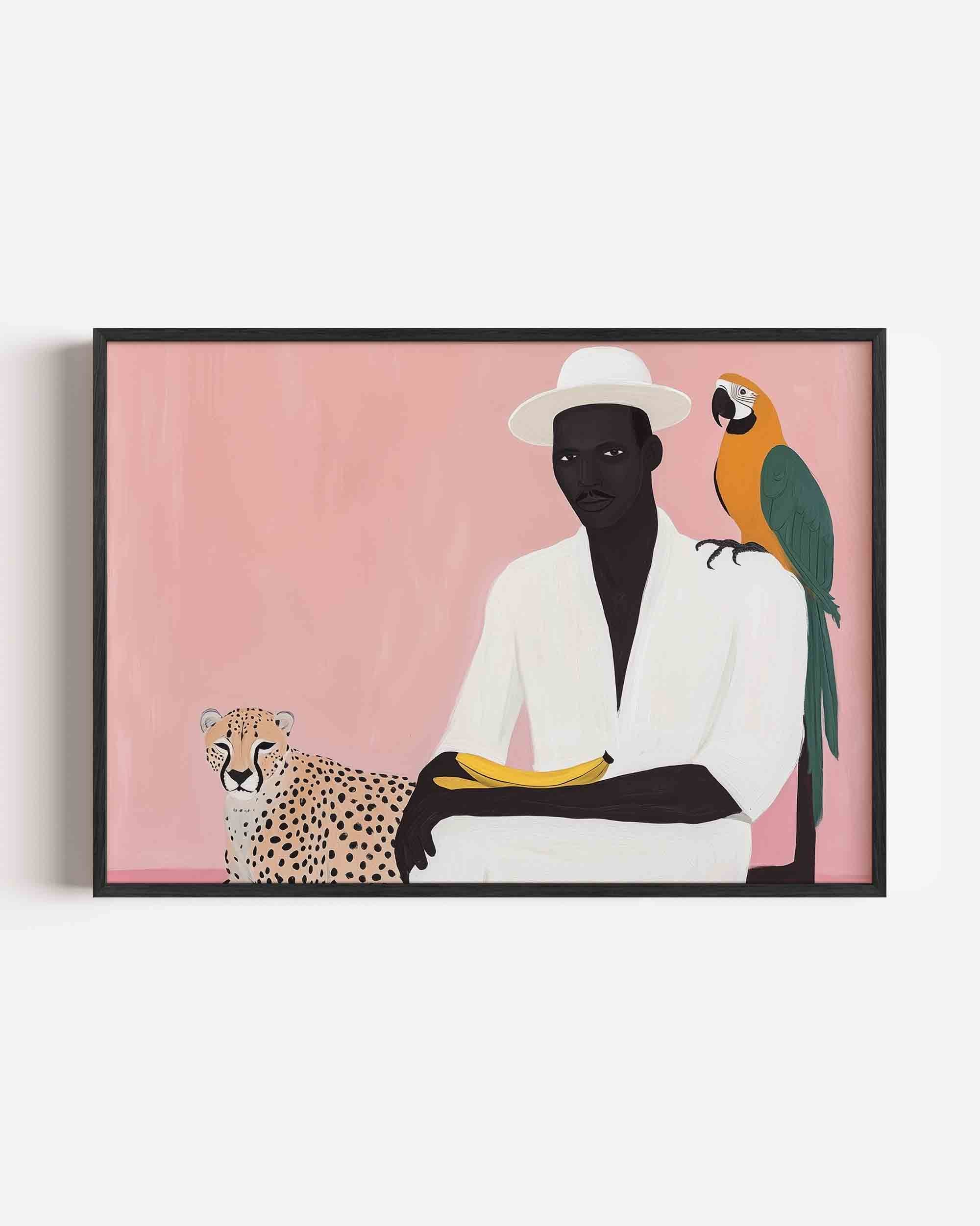 Man met hoed en dieren Poster
