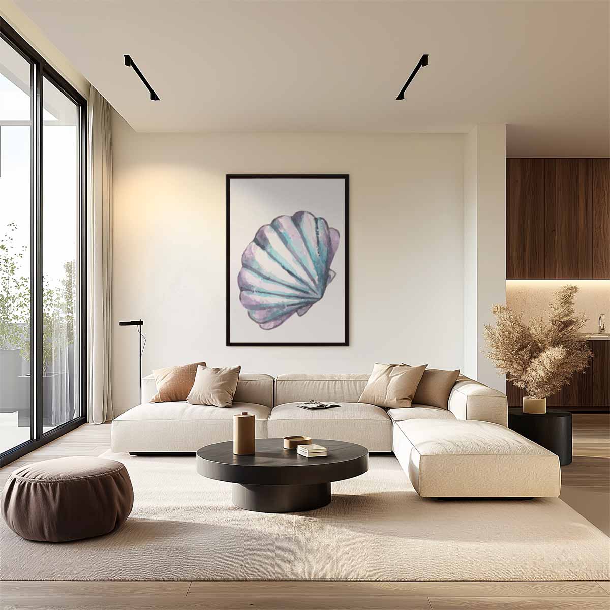 Schelp in Aquarel Kunstwerk-canvas-dibond-plexiglas-wanddecoratie-WallArtistic