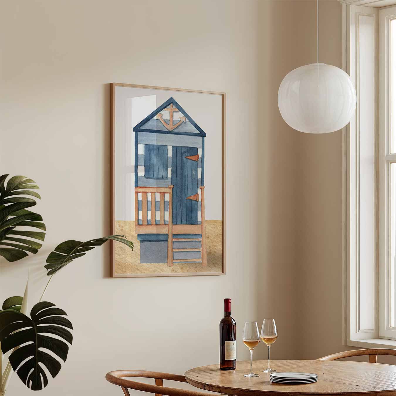 Strandhuisje Blauw Poster-WallArtistic