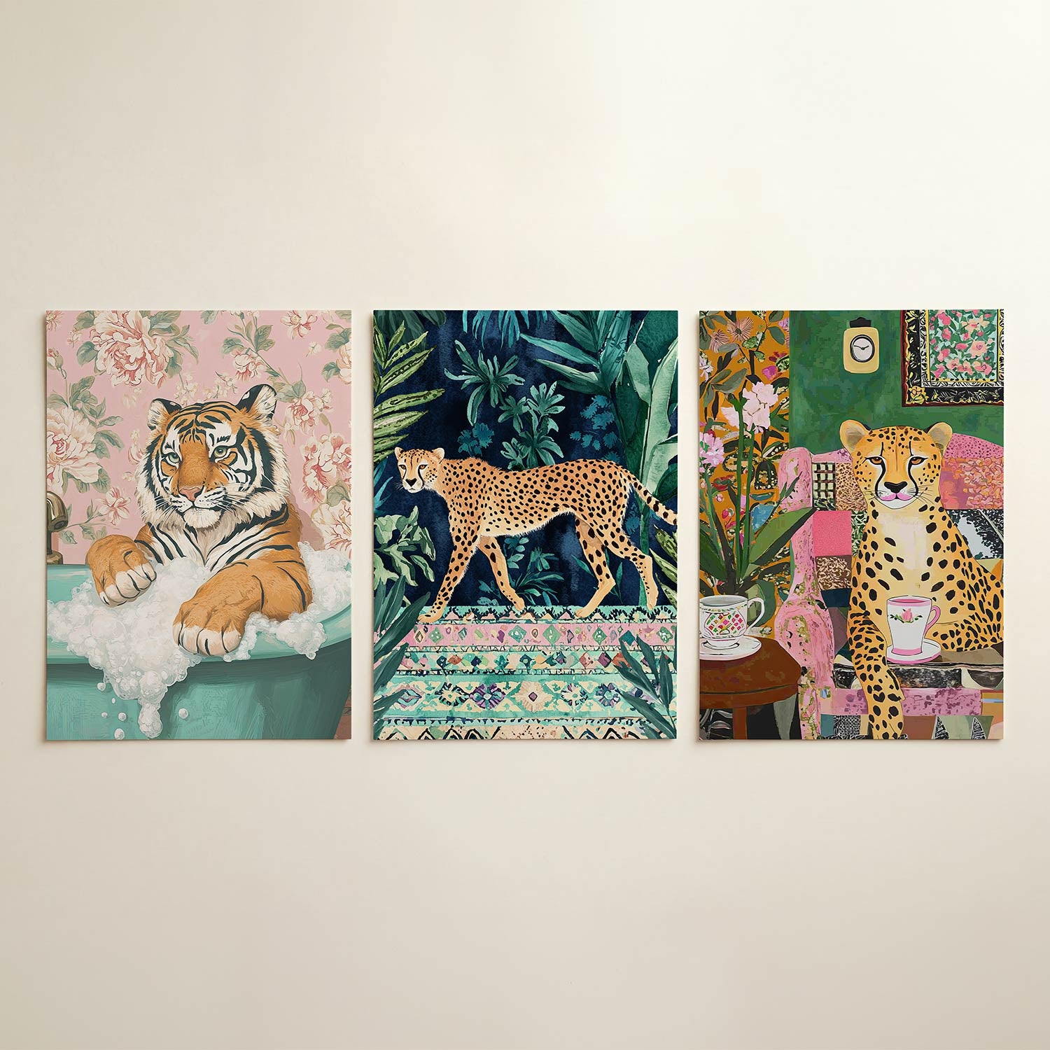 Tijger in bad Posterset