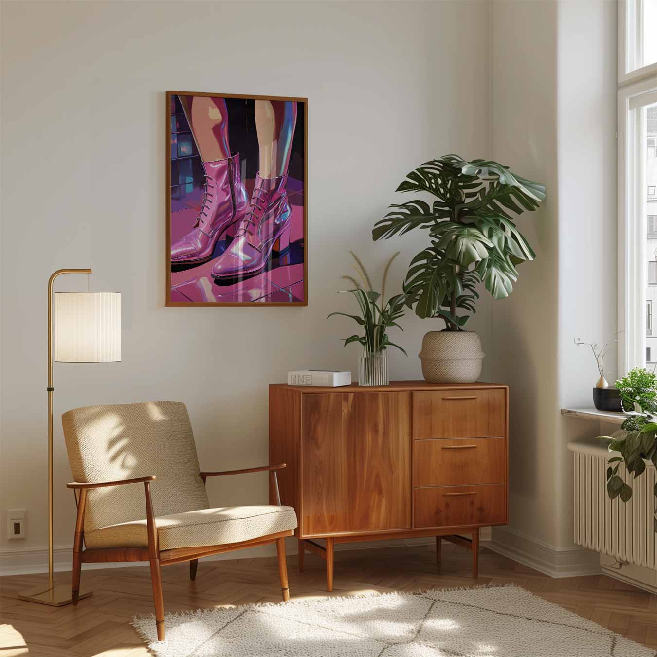 Trendy Roze Enkellaarsjes Poster-WallArtistic