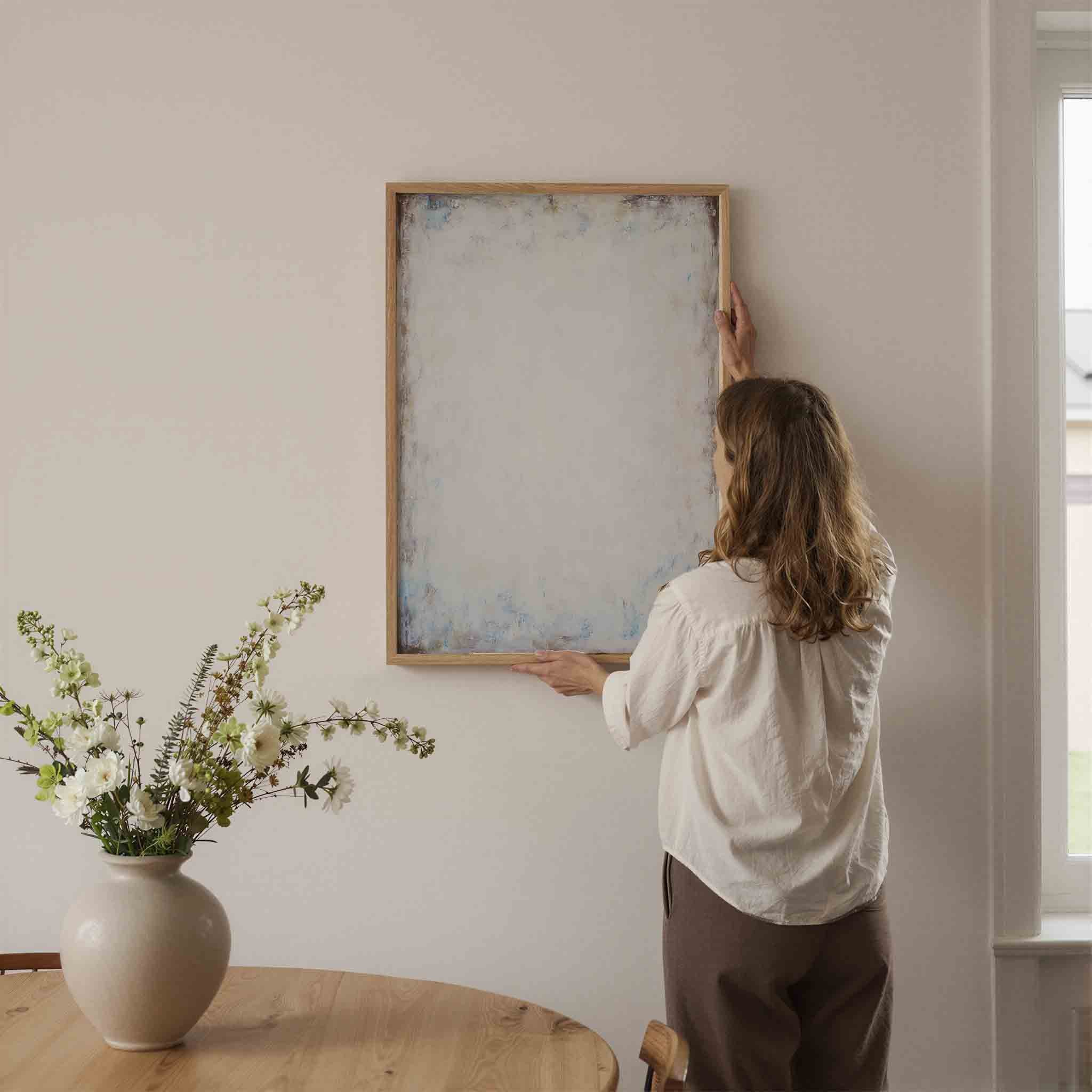 Wit en blauw abstracte Poster