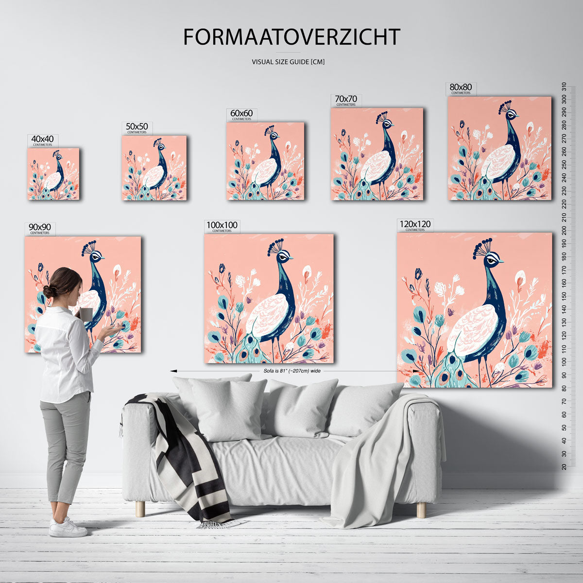 Pauw met bloemen Poster