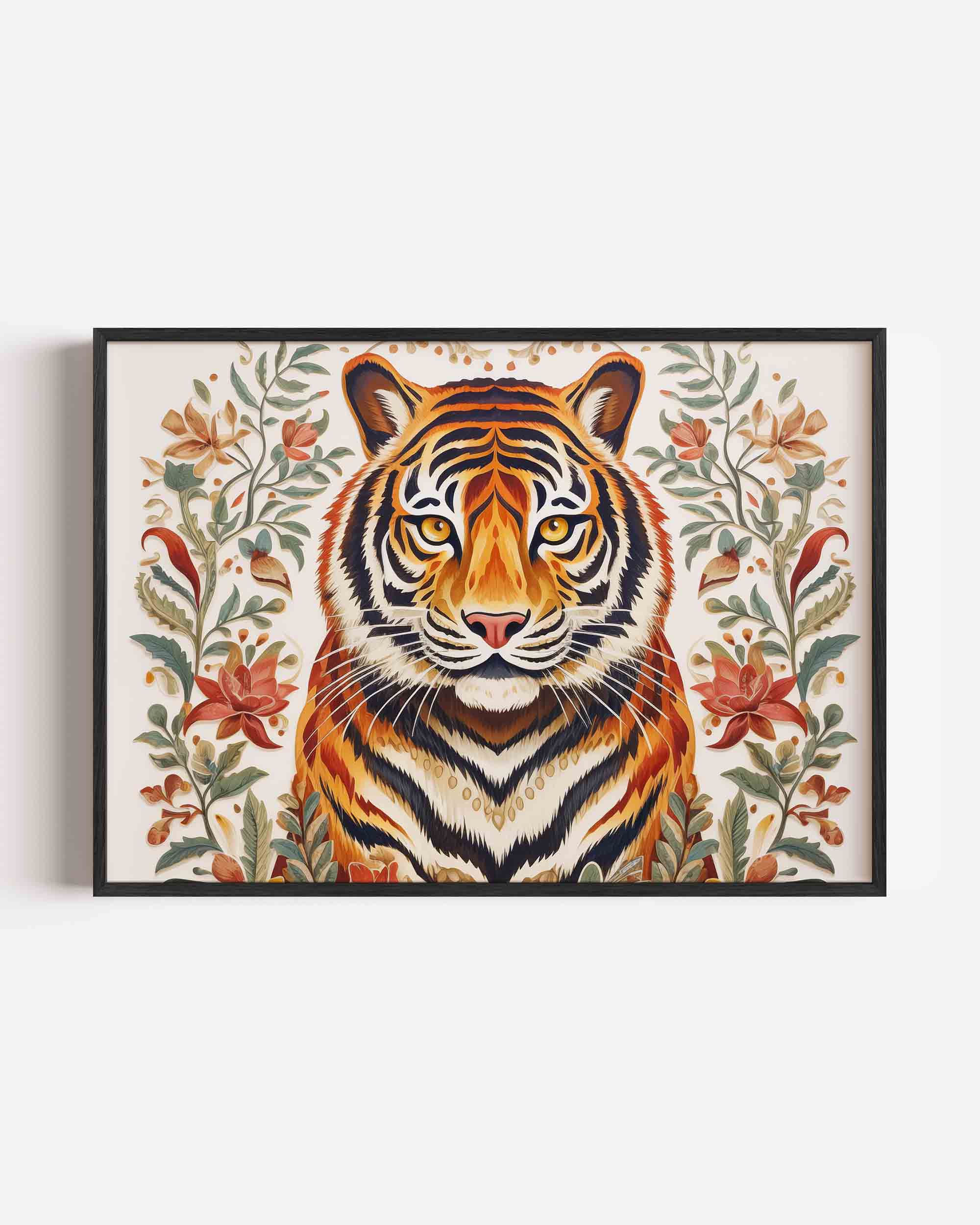 Tijger met bloemen Poster