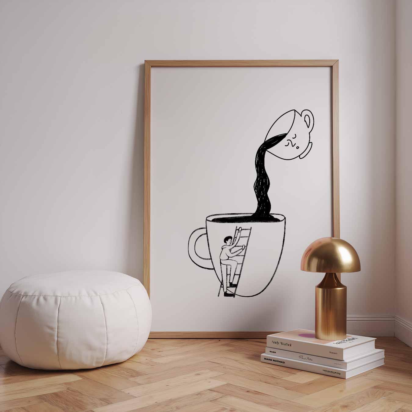 Koffie Avontuur Illustratie Poster-WallArtistic