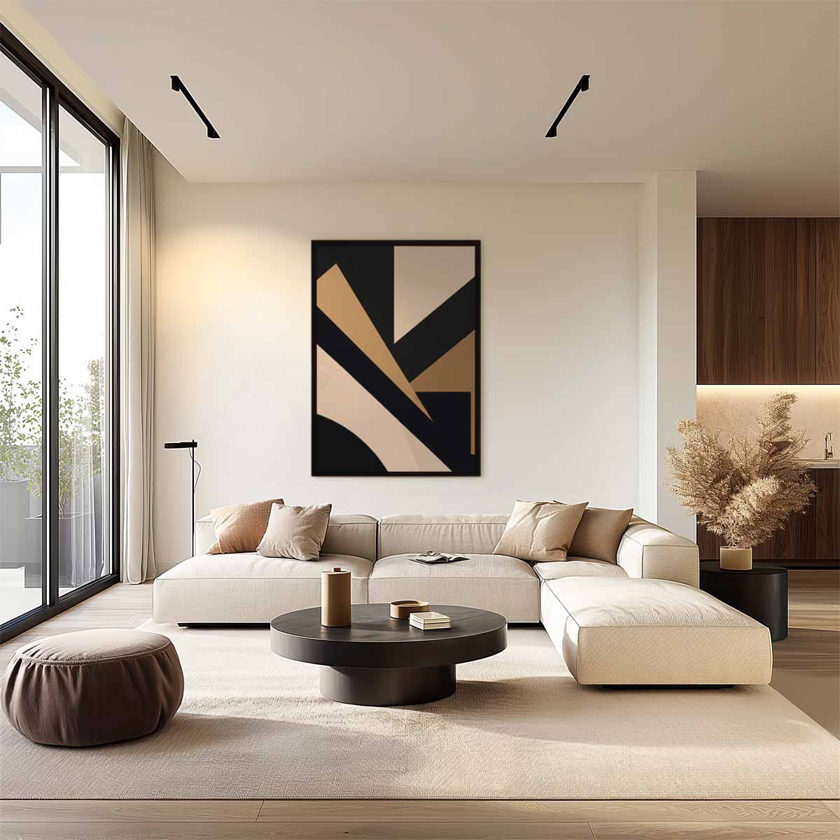 Strakke Geometrie in Aardetinten Kunstwerk-canvas-dibond-plexiglas-wanddecoratie-WallArtistic