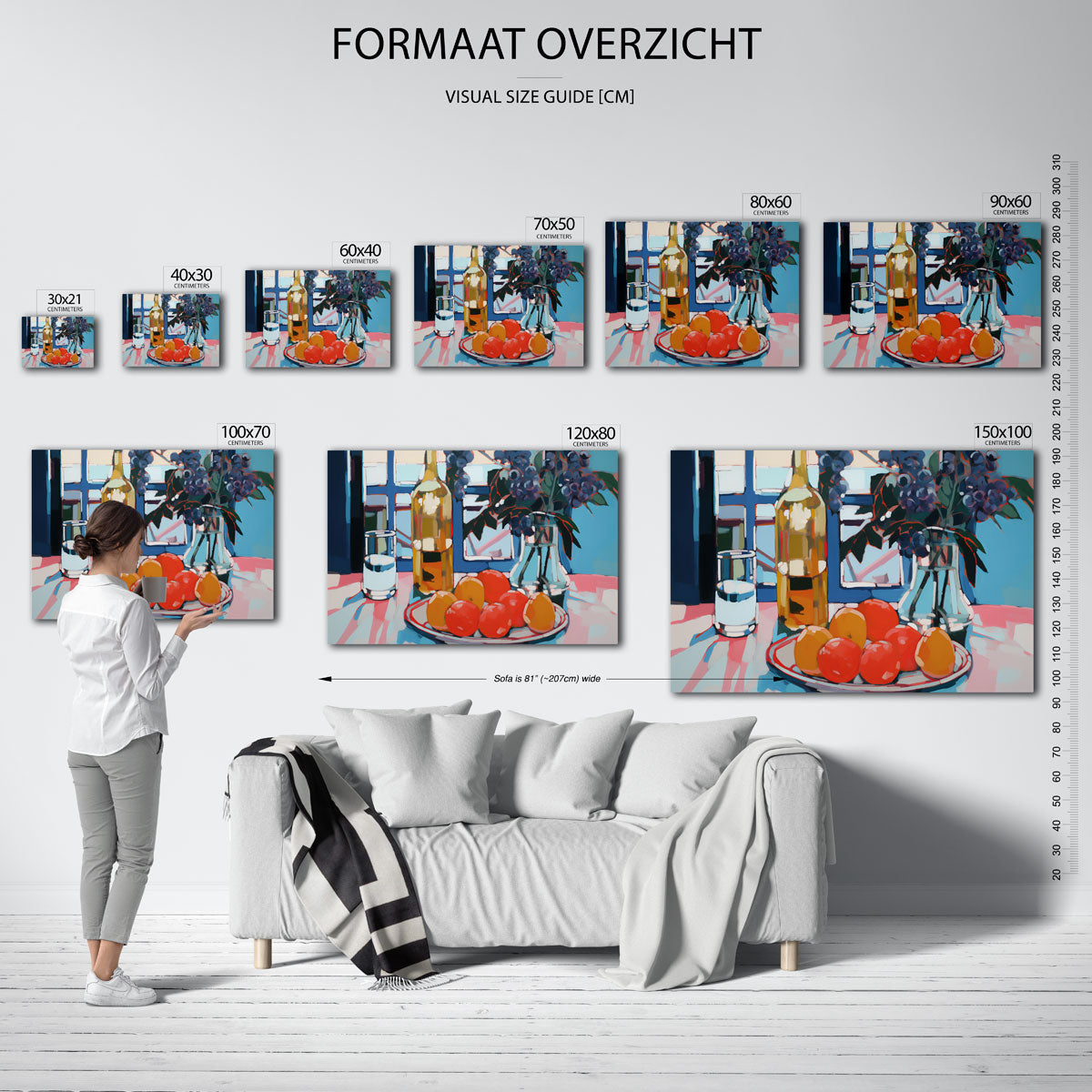 Stilleven met fruit en fles Poster