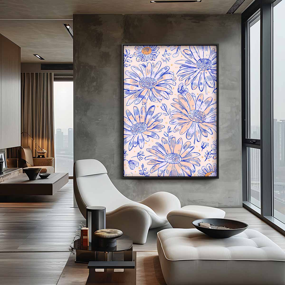 Bloemenpracht Illustratie Kunstwerk-canvas-dibond-plexiglas-wanddecoratie-WallArtistic