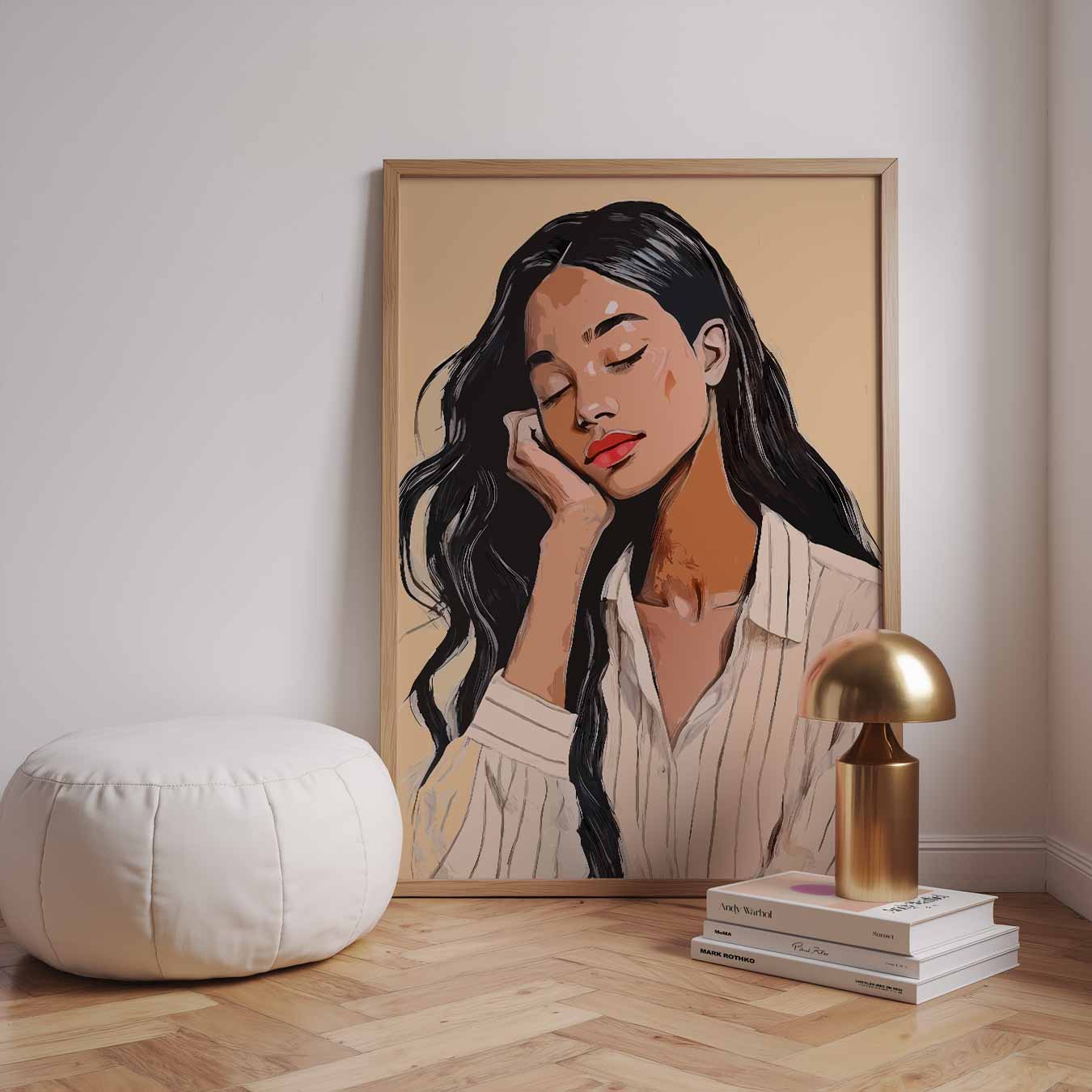 Dromerige Vrouw Portret Poster-WallArtistic