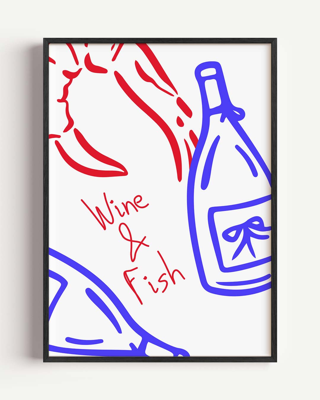 Wijn & Vis Poster-WallArtistic