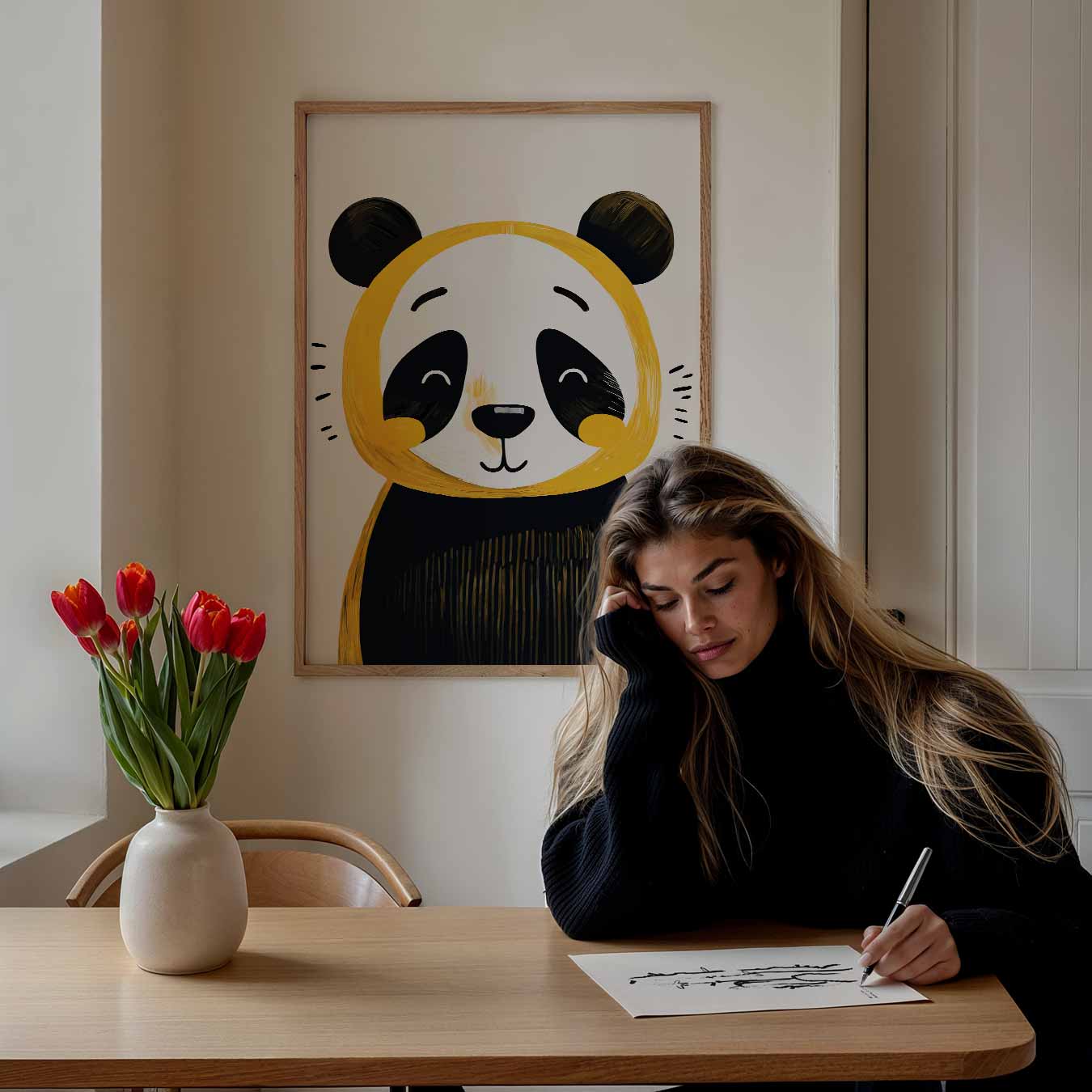 Vrolijke Panda Illustratie Poster-WallArtistic