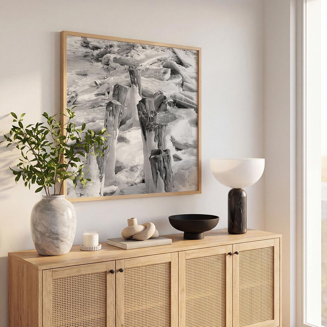 Ijs en houten palen Poster