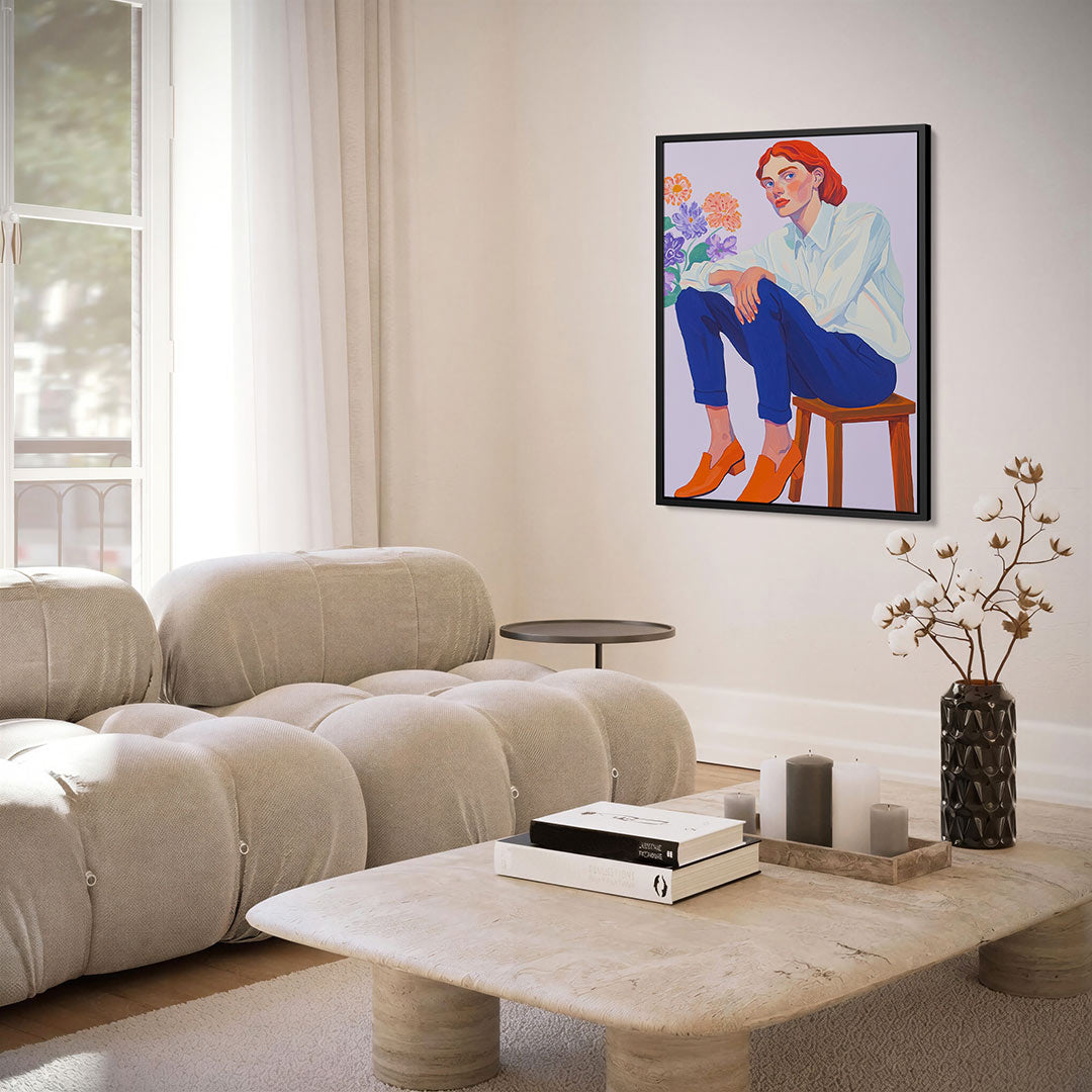 Vrouw met bloemen Kunstwerk
