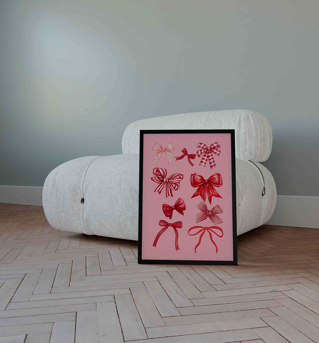 Rode strikken op roze Poster