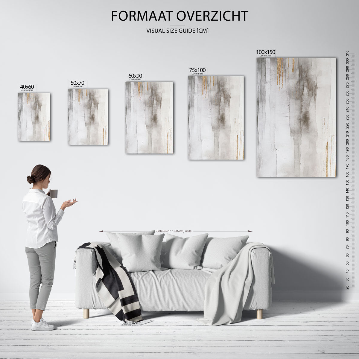 Gouden strepen compositie Kunstwerk