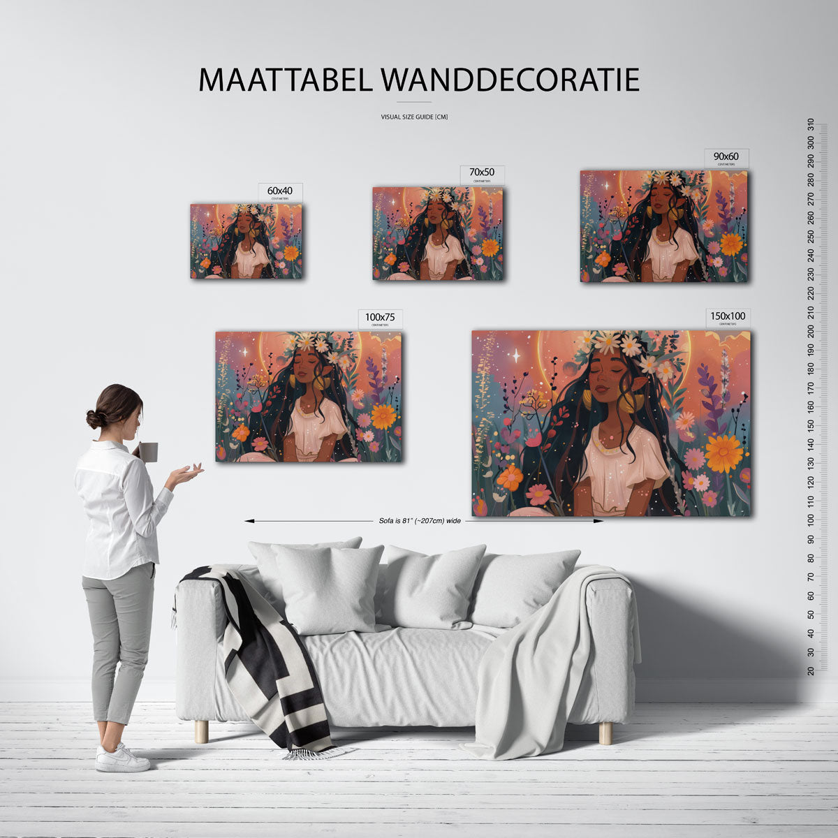Dromerige bloemenmeisje Kunstwerk