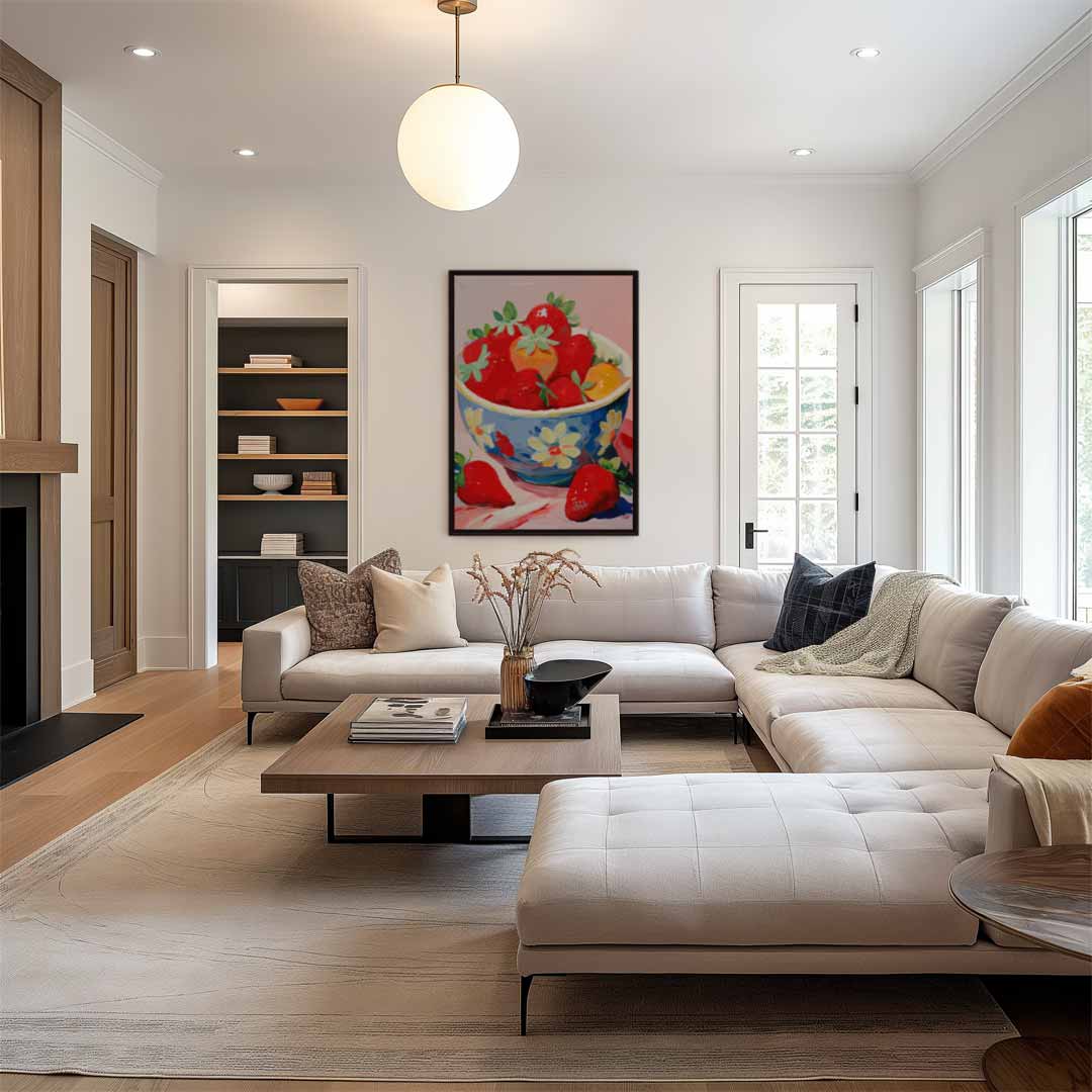 Verrukkelijke Aardbeien in Schaal Kunstwerk-canvas-dibond-plexiglas-wanddecoratie-WallArtistic