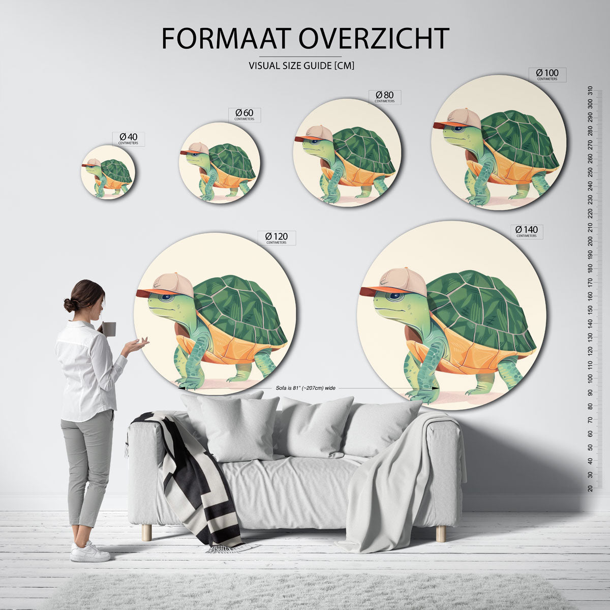 Schildpad met pet Muurcirkel