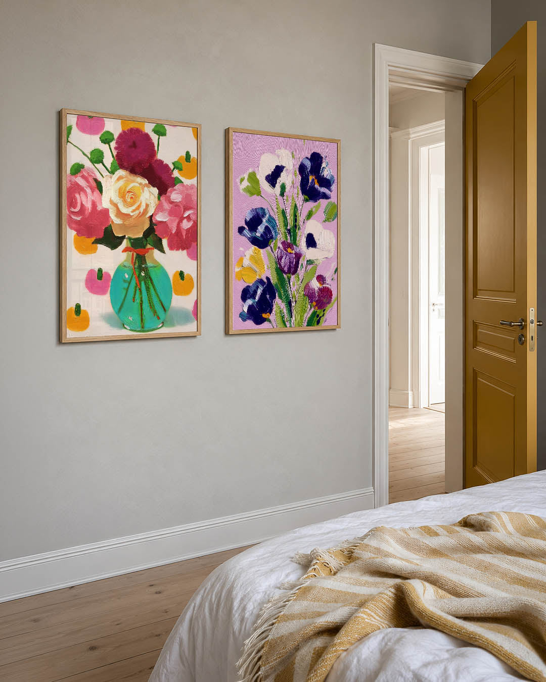 Bloemrijke kleurvlakken Posterset