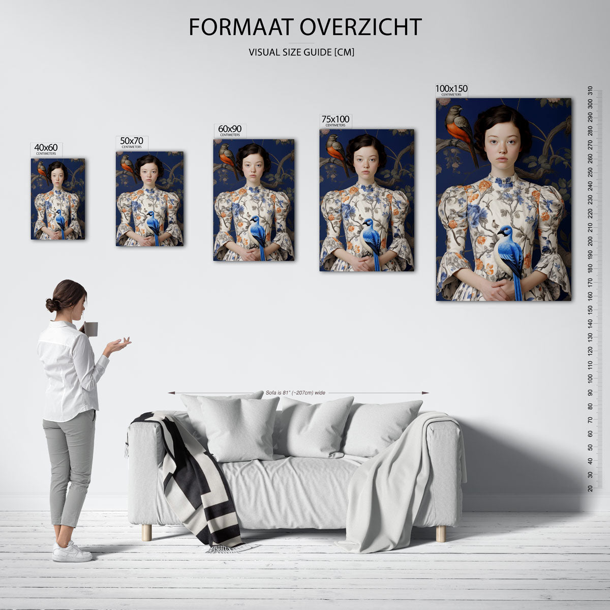 Vrouw met vogels Kunstwerk