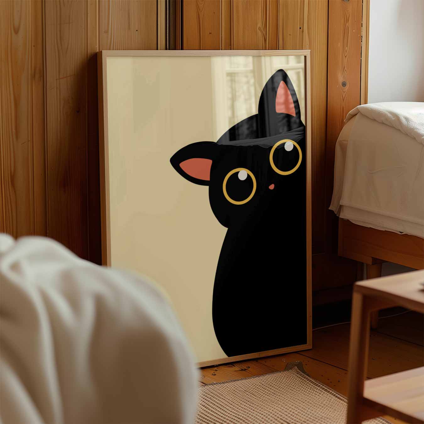Schattige Kat in Minimalistisch Design Poster-WallArtistic