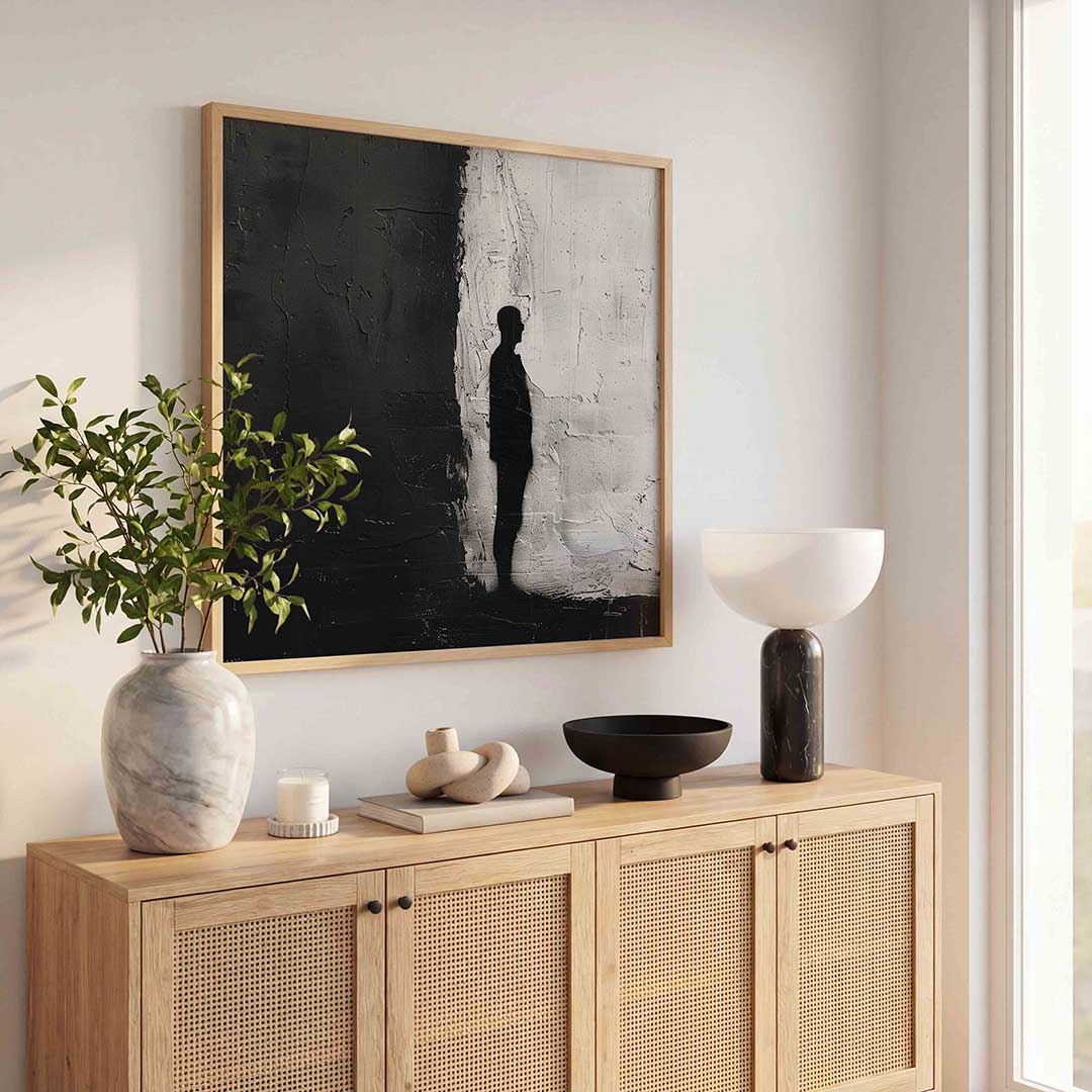 Silhouet tegen textuur Poster