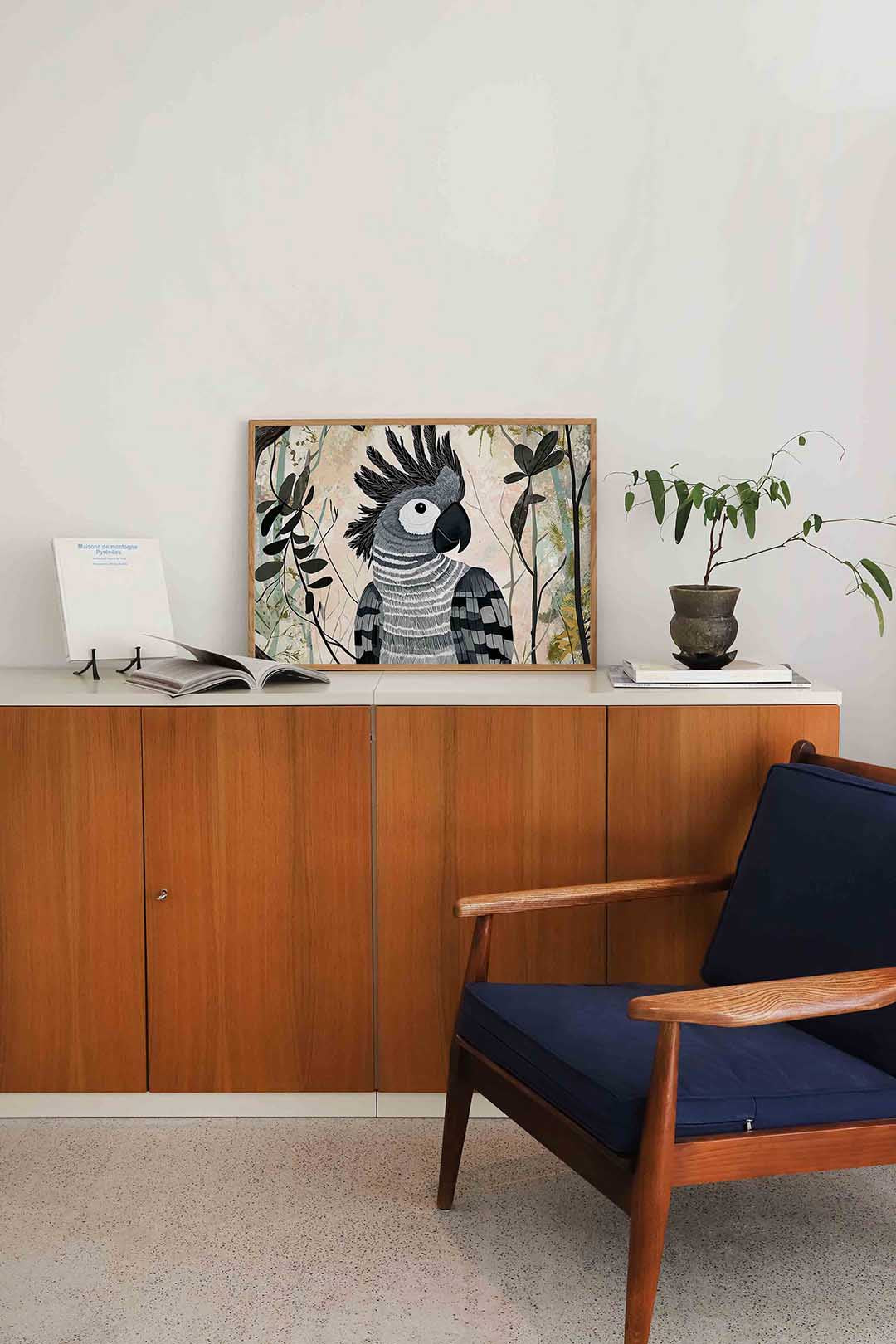 Papegaai met bladeren Poster