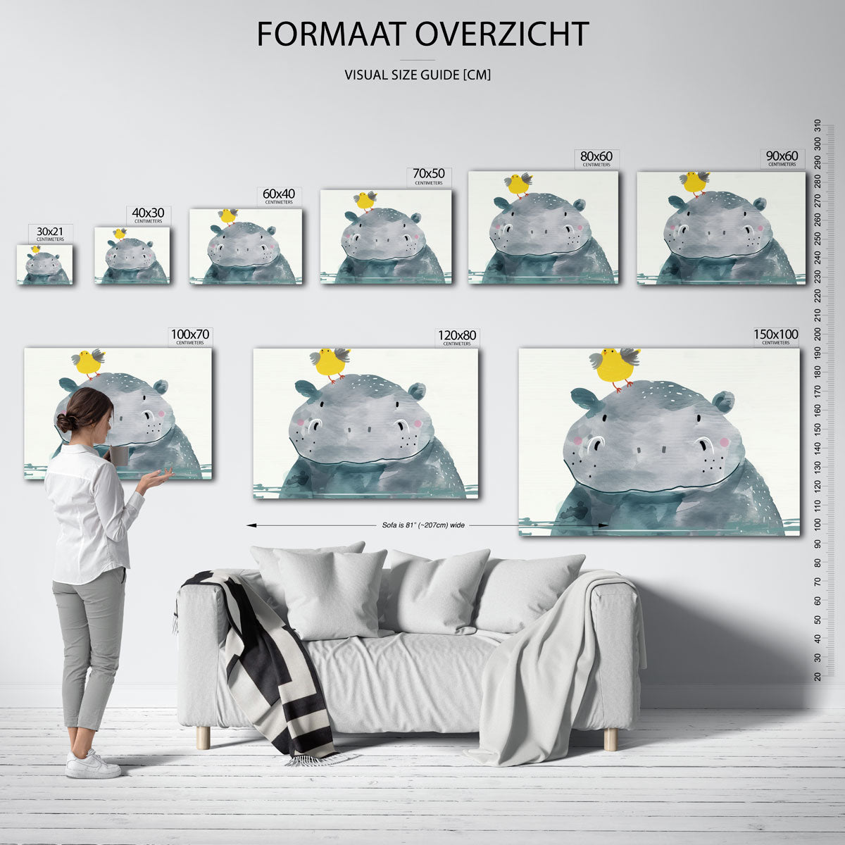 Nijlpaard met vogel Poster