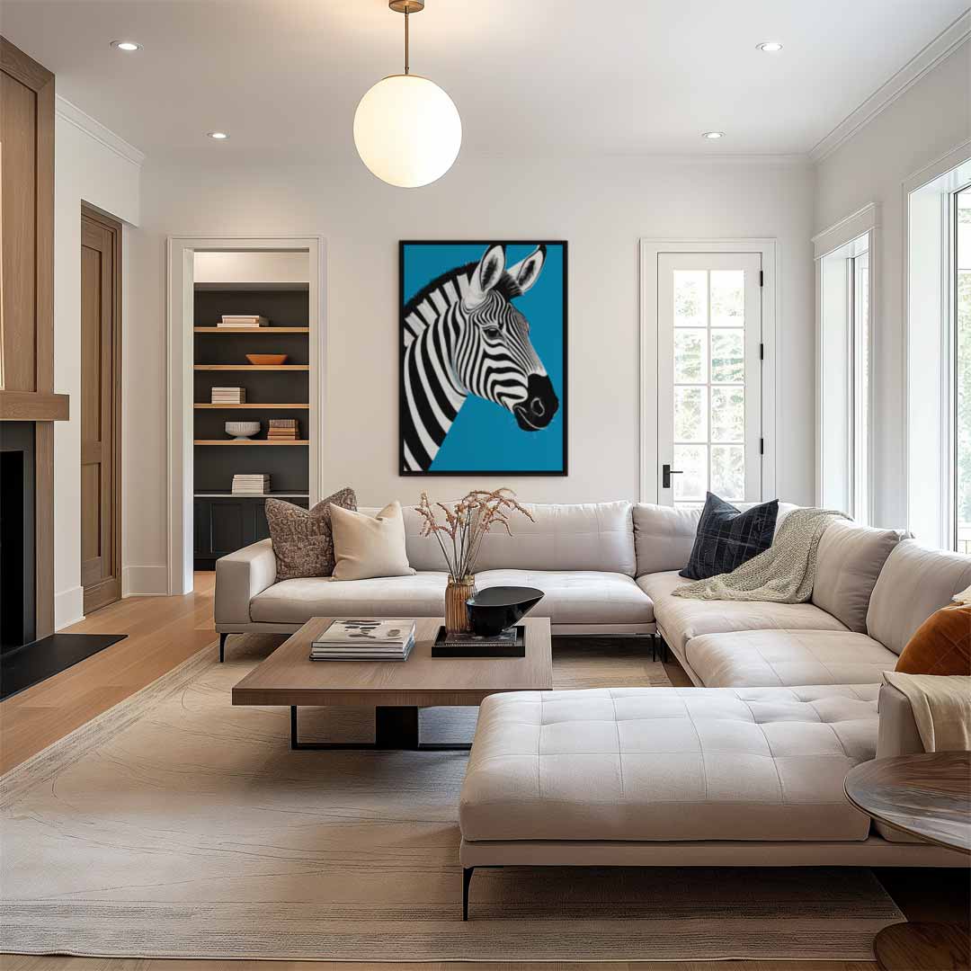 Zebra in de spotlight Kunstwerk-canvas-dibond-plexiglas-wanddecoratie-WallArtistic