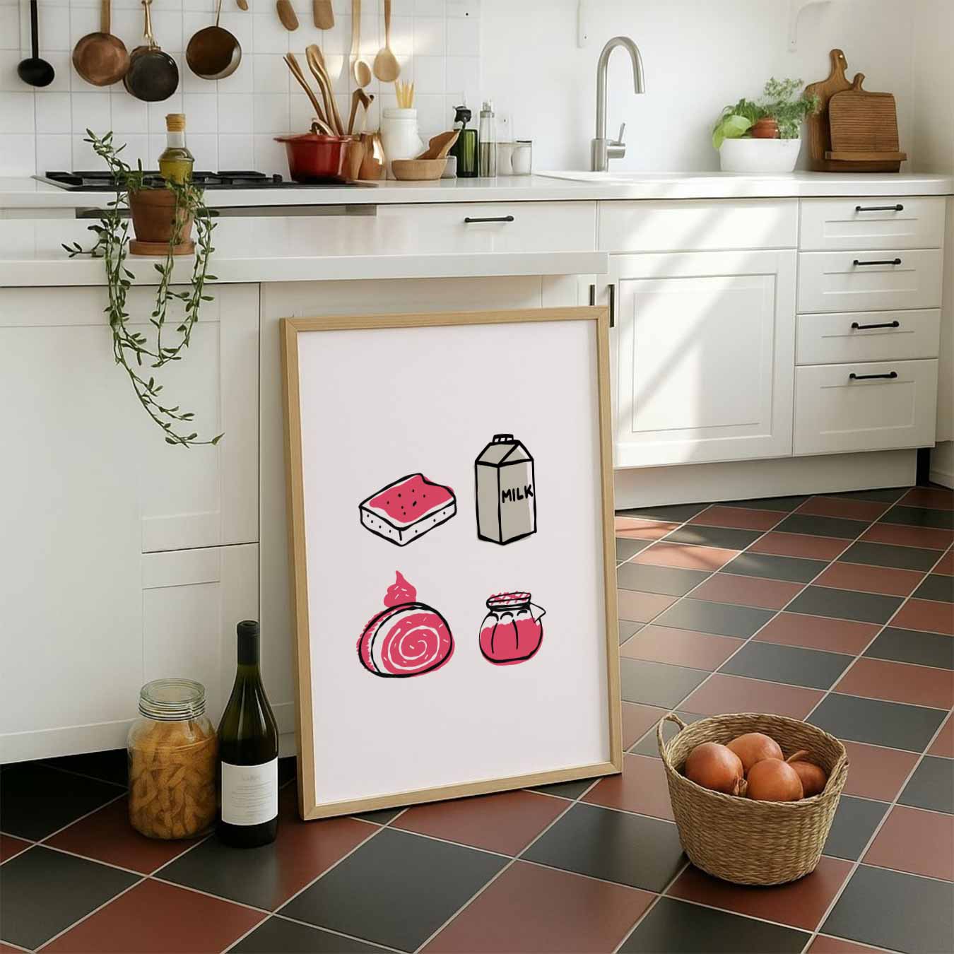 Speelse Foodie Illustraties Poster-WallArtistic