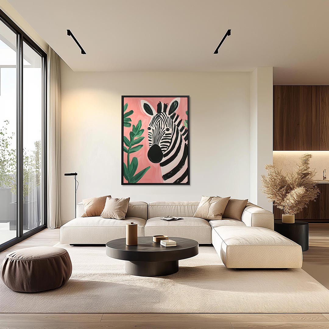 Zebra en bladeren Kunstwerk
