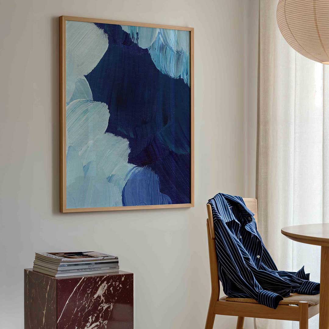 Blauwe penseelstreken Poster