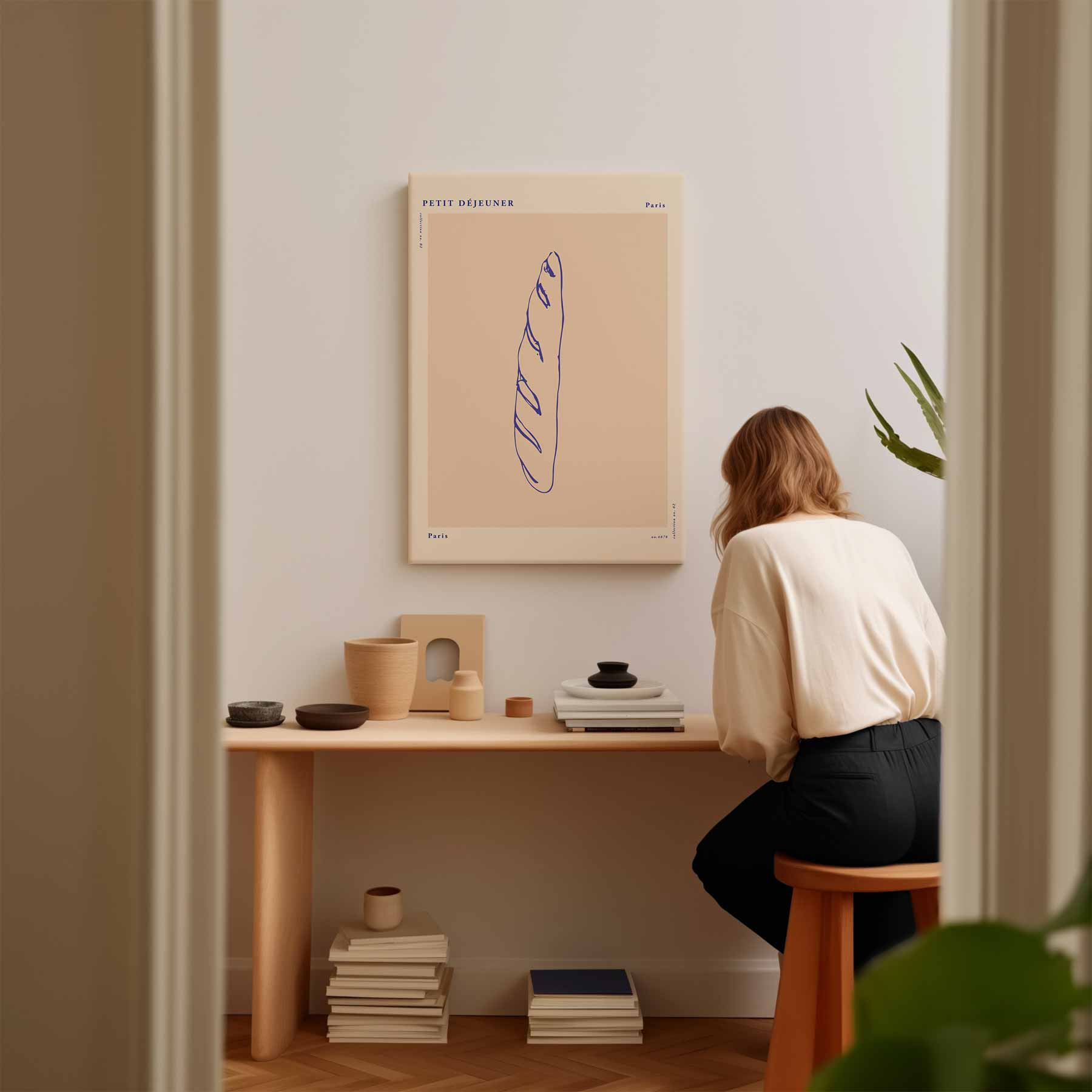 Minimalistische Baguette Illustratie Kunstwerk-canvas-dibond-plexiglas-wanddecoratie-WallArtistic
