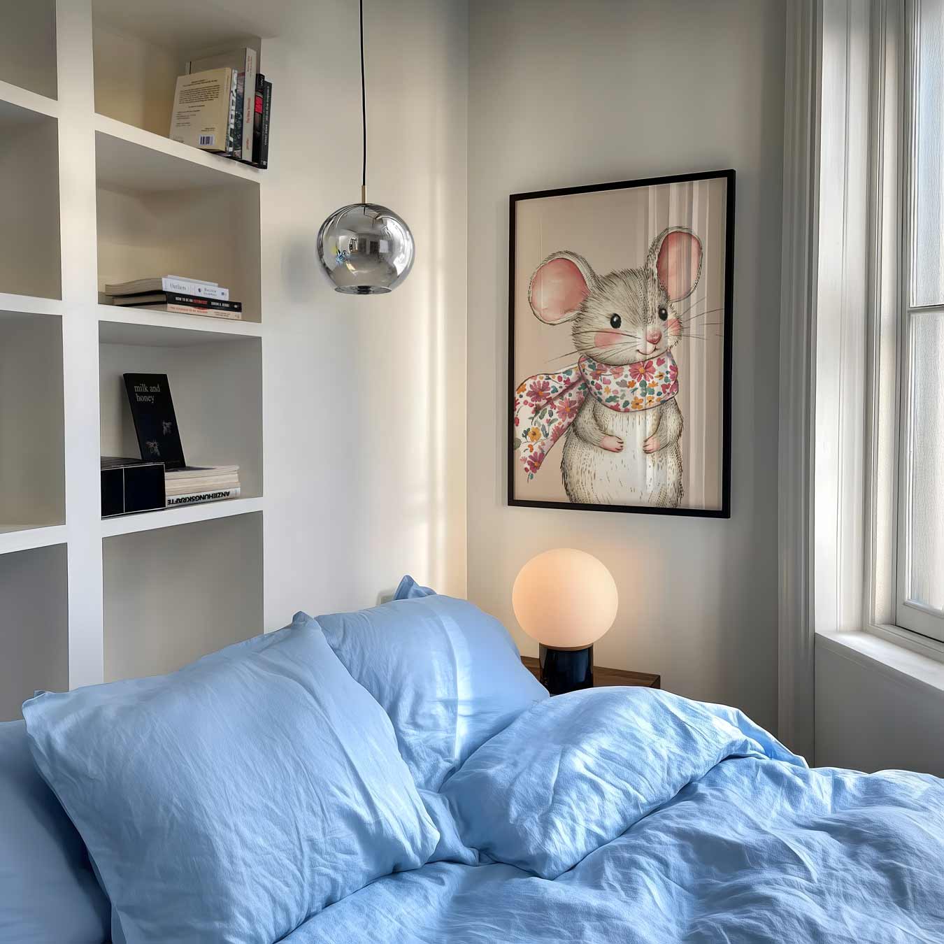 Schattige Muis Met Bloemensjaal Poster-WallArtistic